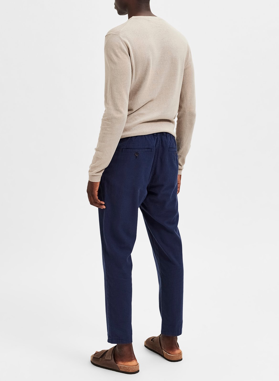 Straight-leg organic cotton-blend pants SELECTED Blue