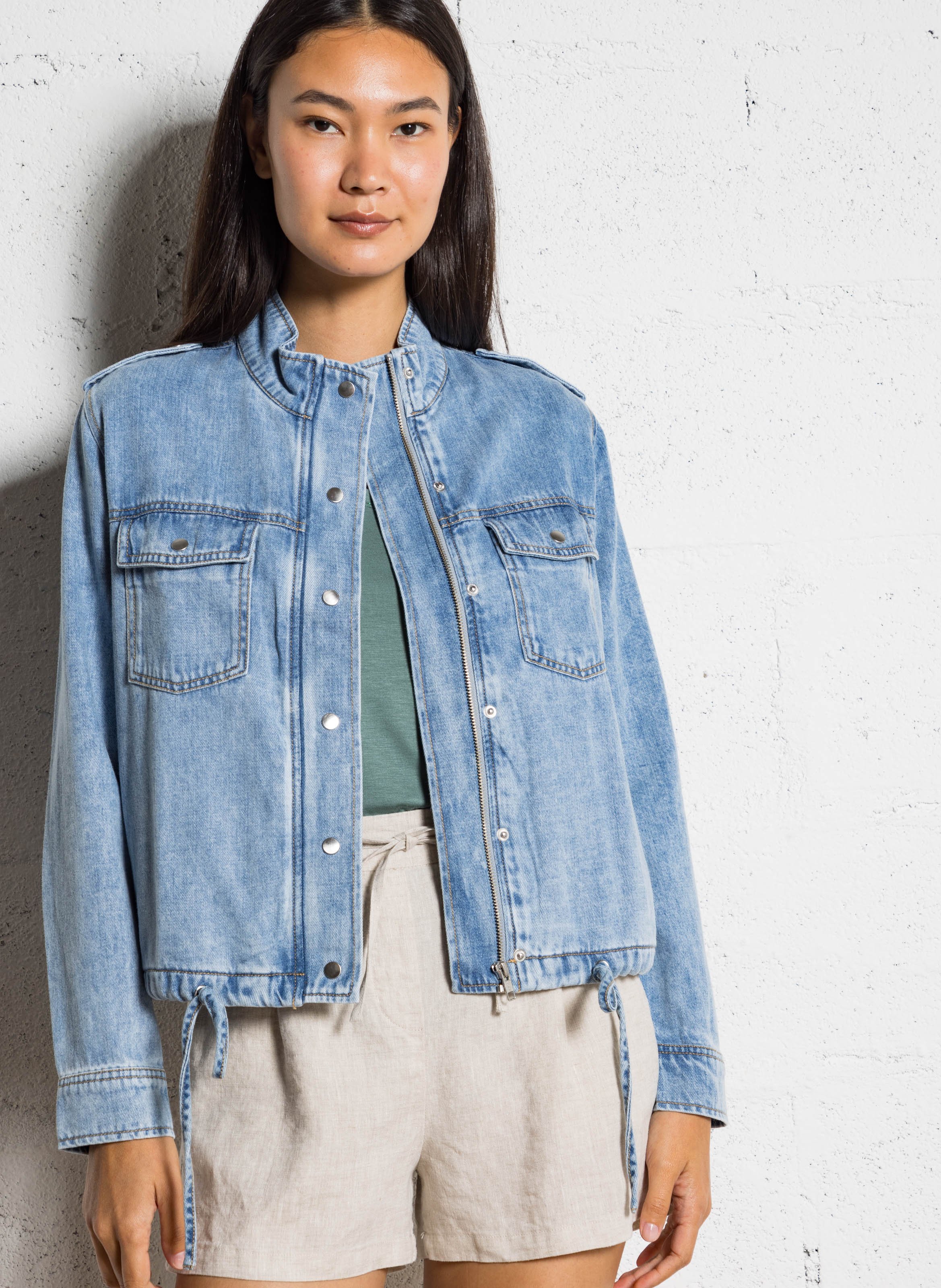 High-neck cotton-blend jacket RAILS Blue