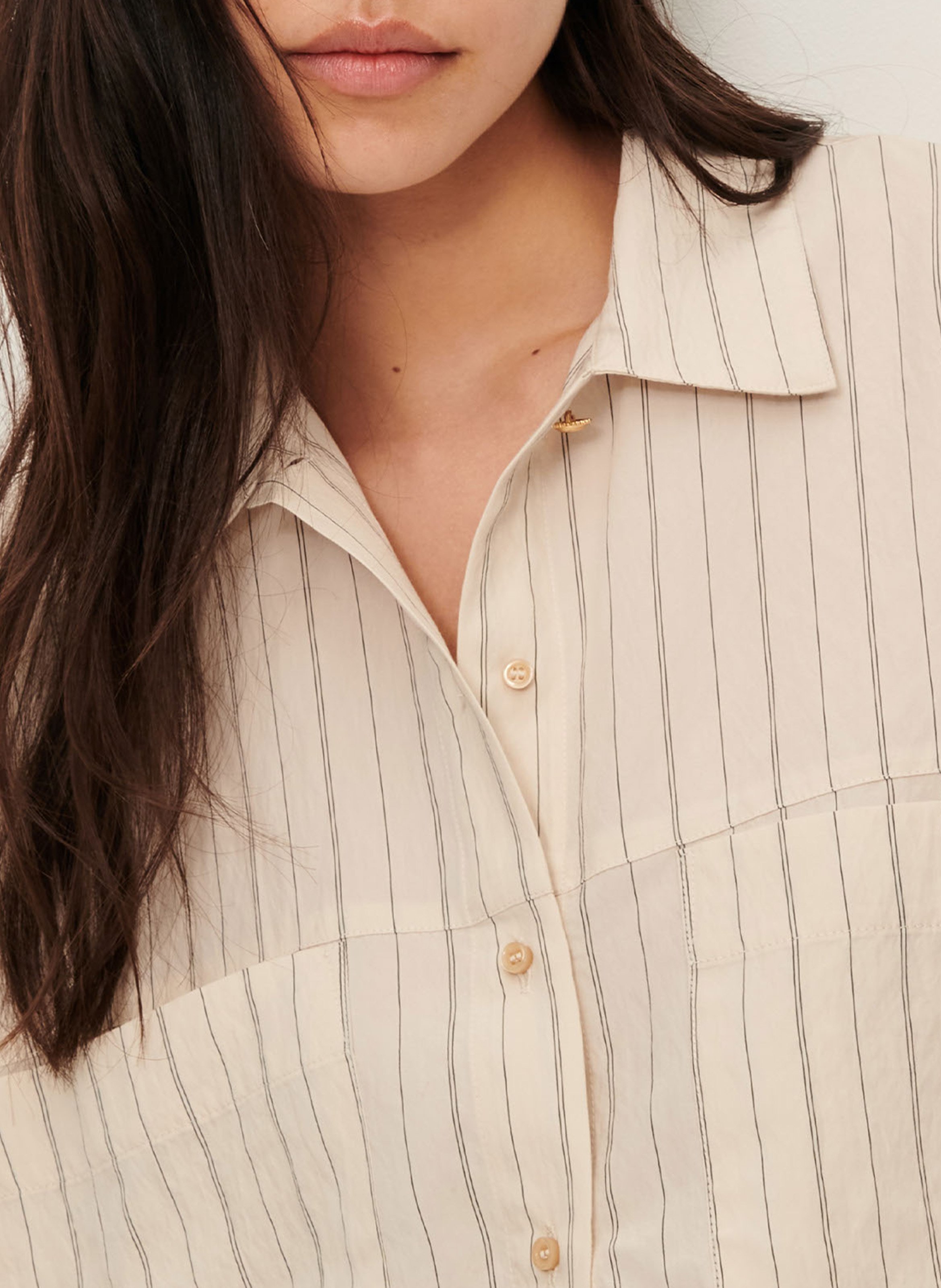 Chemise droite rayée SESSUN Beige