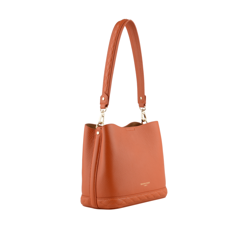 Satchel - cowhide leather POURCHET Orange