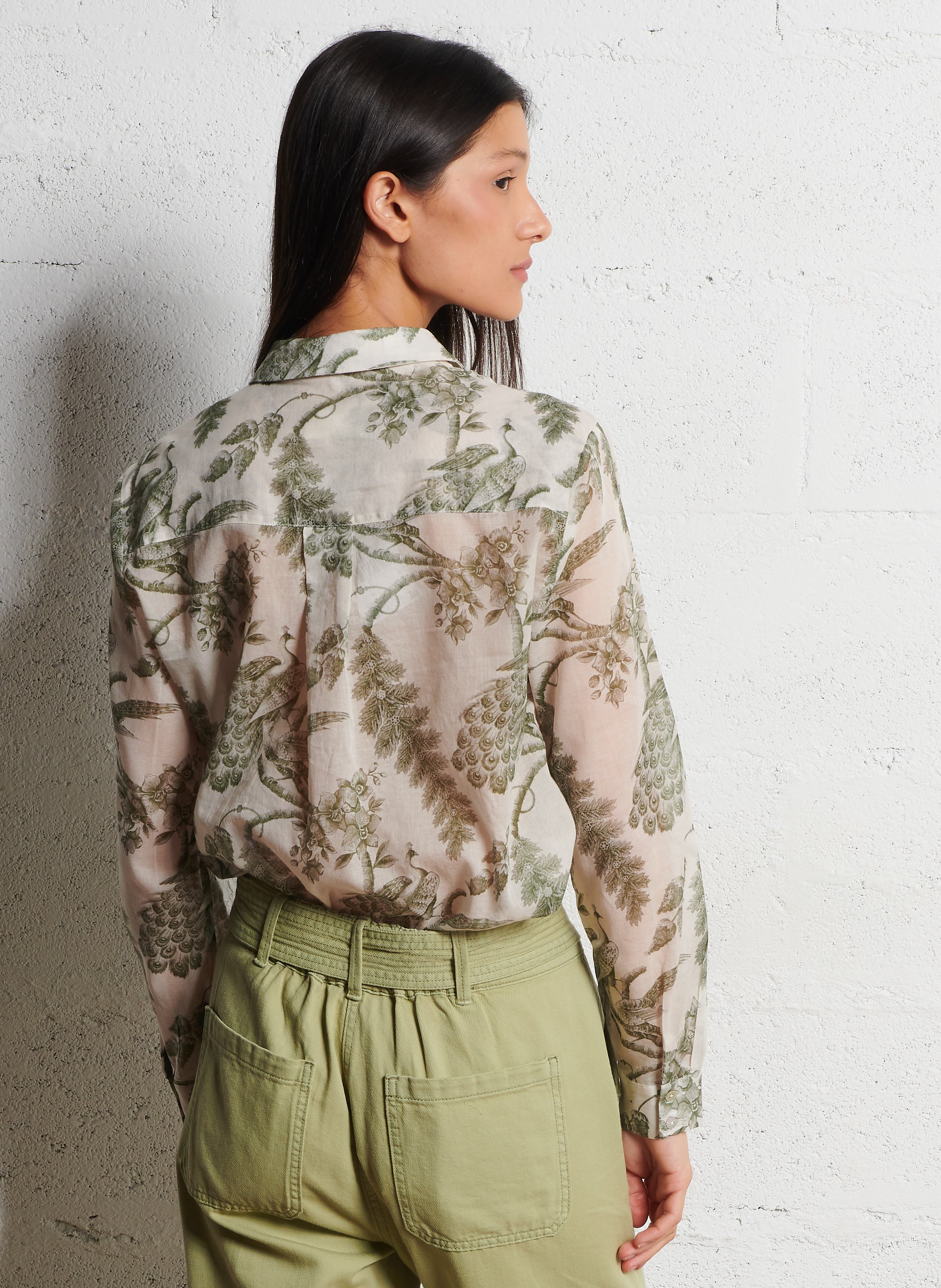 Chemise droite en coton MAISON 123 Kaki