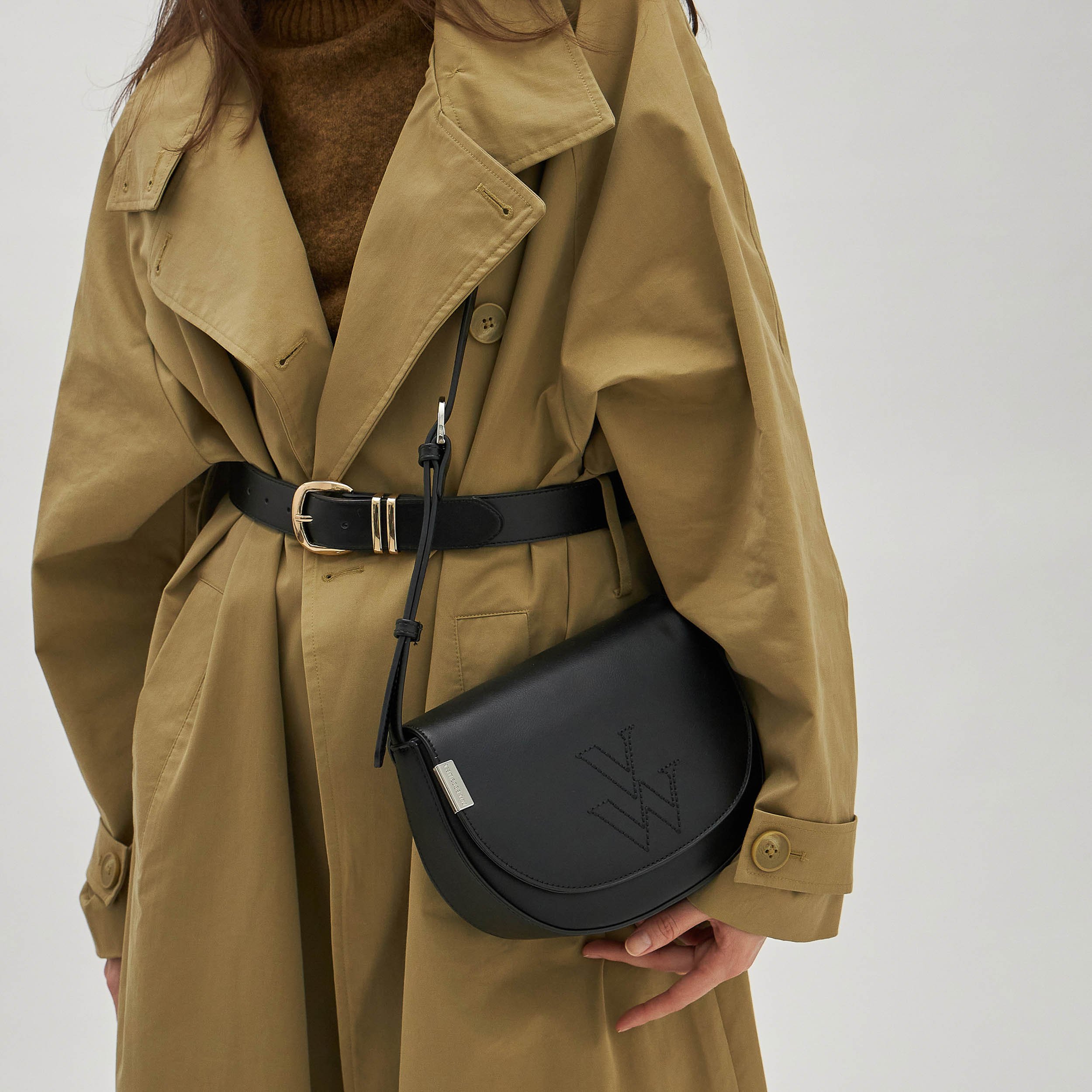 Suede shoulder bag VANESSA WU Black