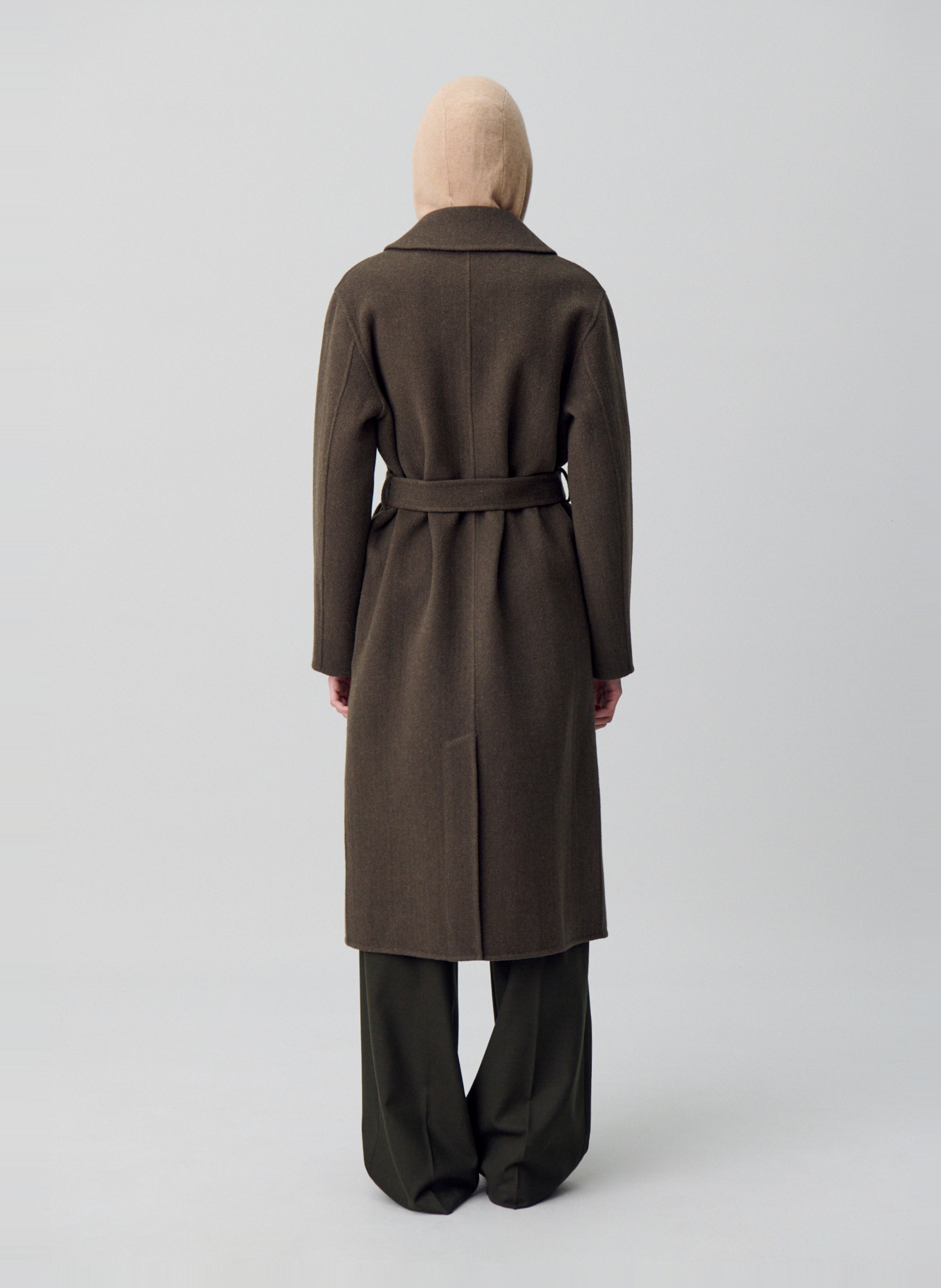 Kurzer Mantel mit V-Ausschnitt aus Wollmischung CLAUDIE PIERLOT Khaki