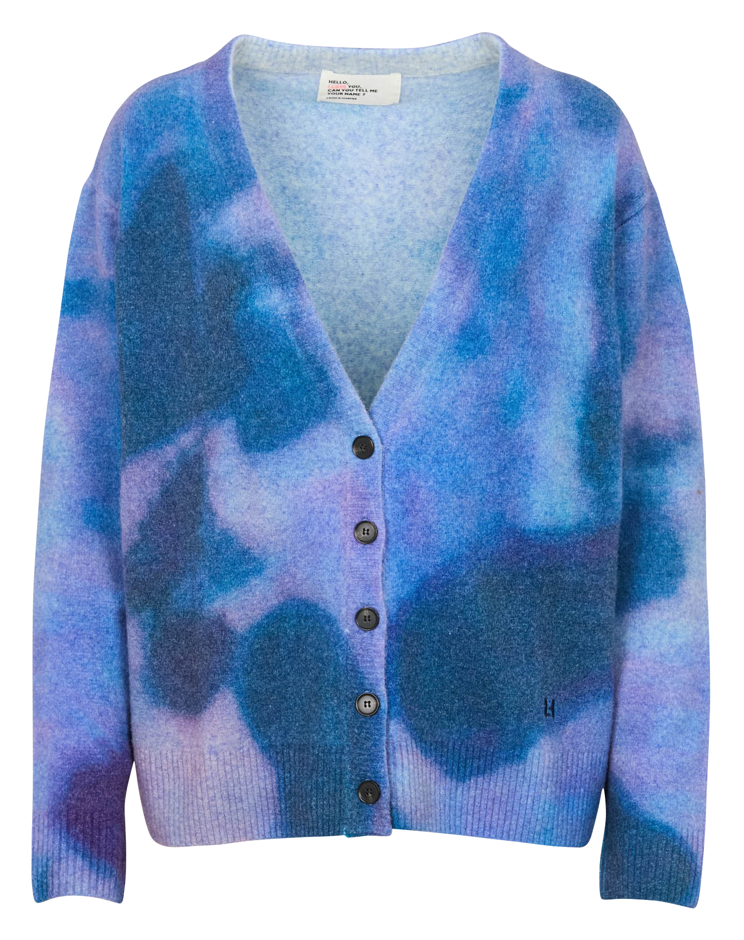 Cardigan col v en laine mélangée LEON & HARPER Bleu