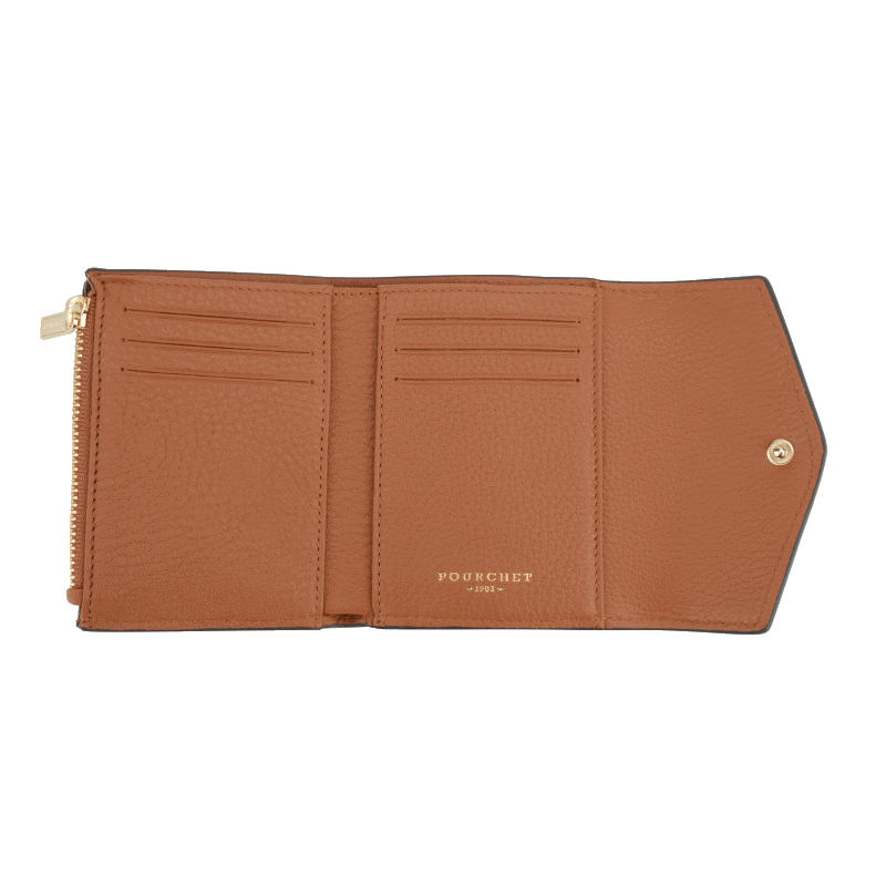 Leather coin purse POURCHET Brown