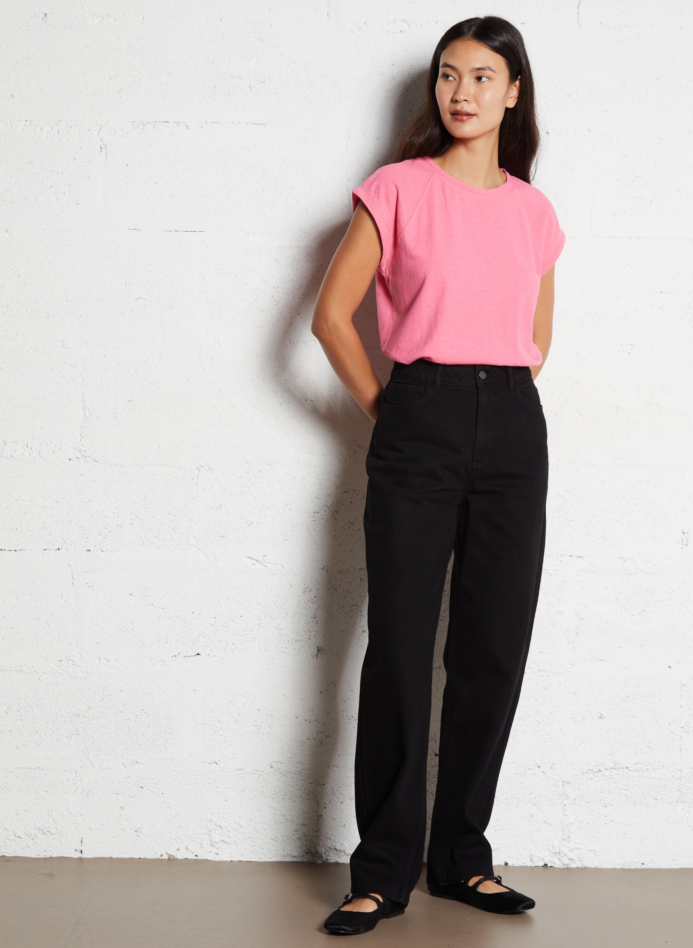 Jean droit en coton THE NEW SOCIETY Noir