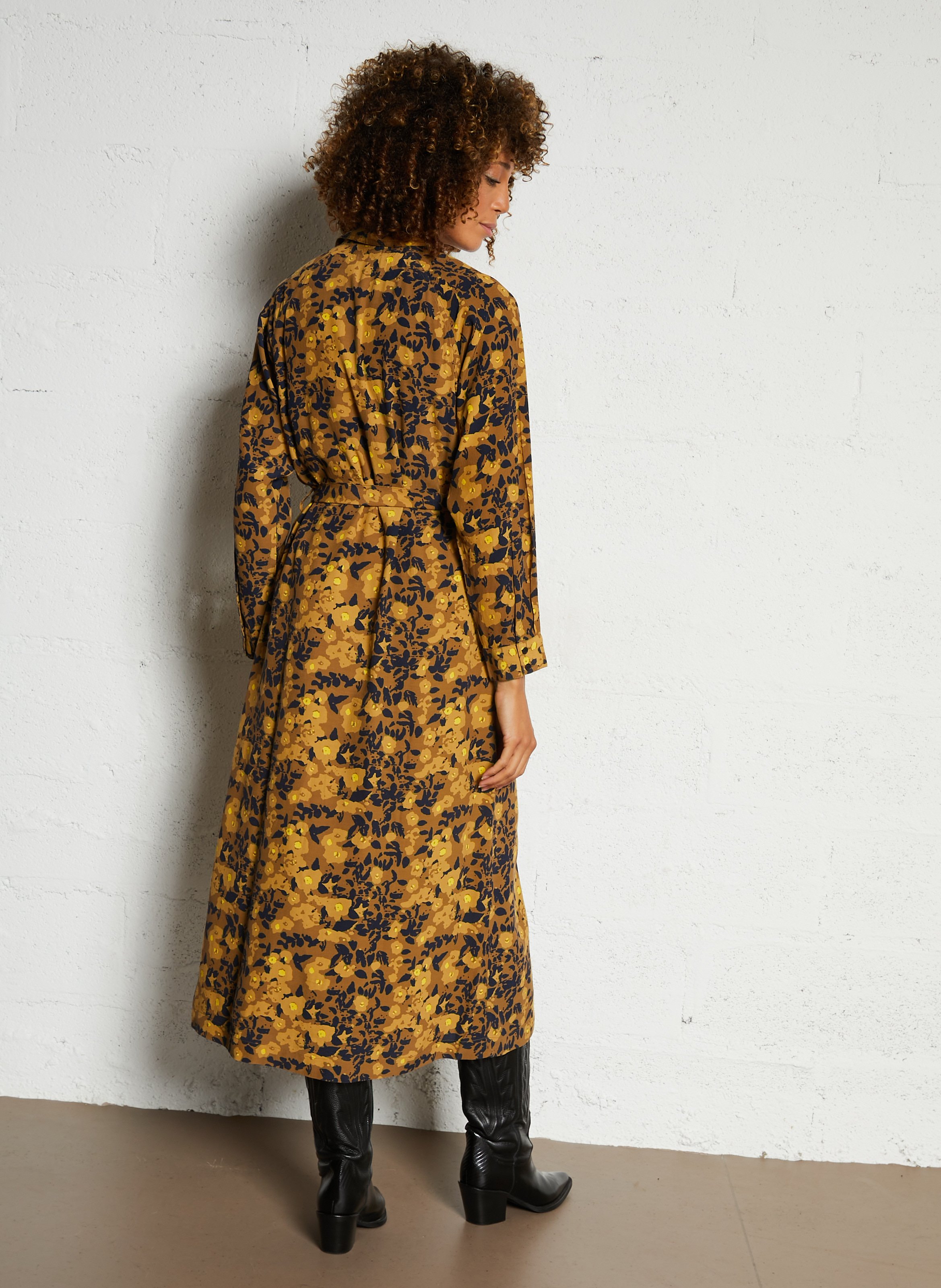 Long plain wrap dress LEON & HARPER Yellow