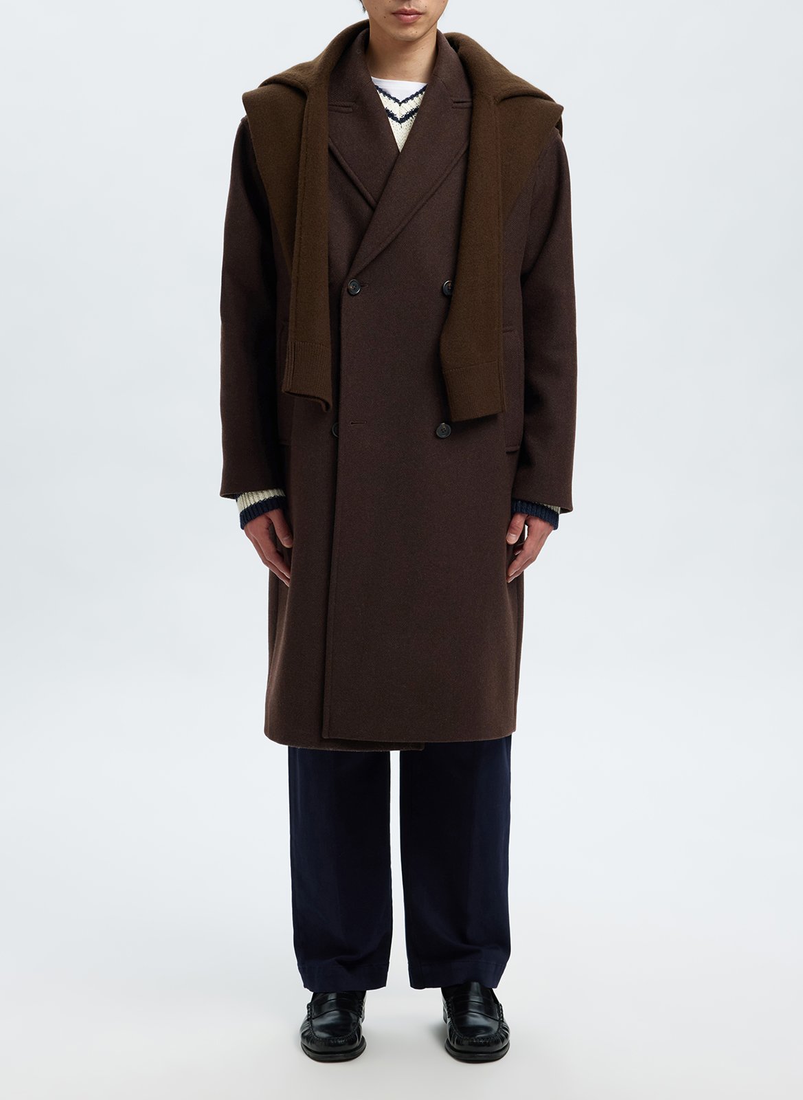 Manteeau en laine recyclée col tailleur SELECTED Marron