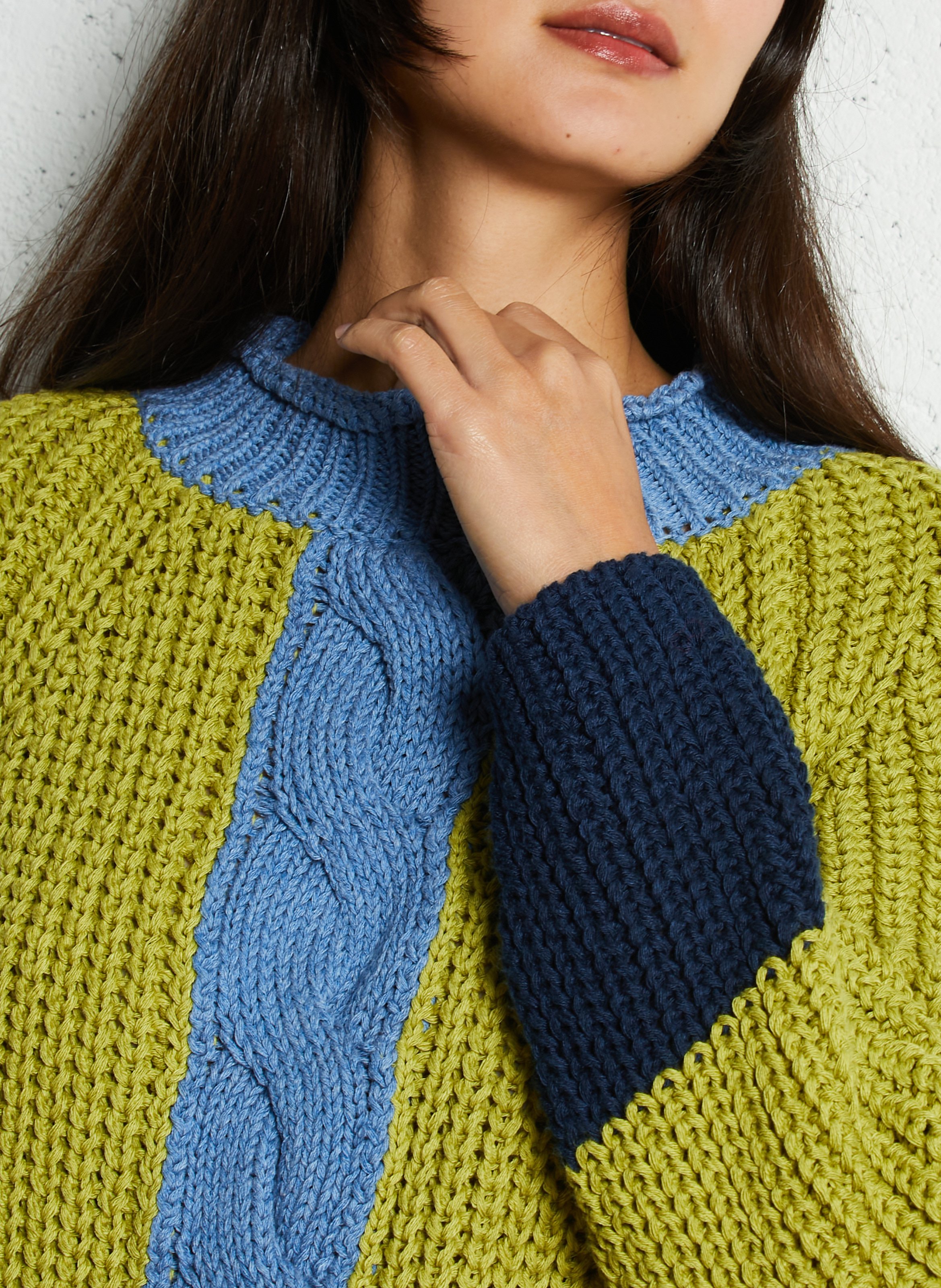 Pull oversize col montant en coton mélangé DR BLOOM Vert