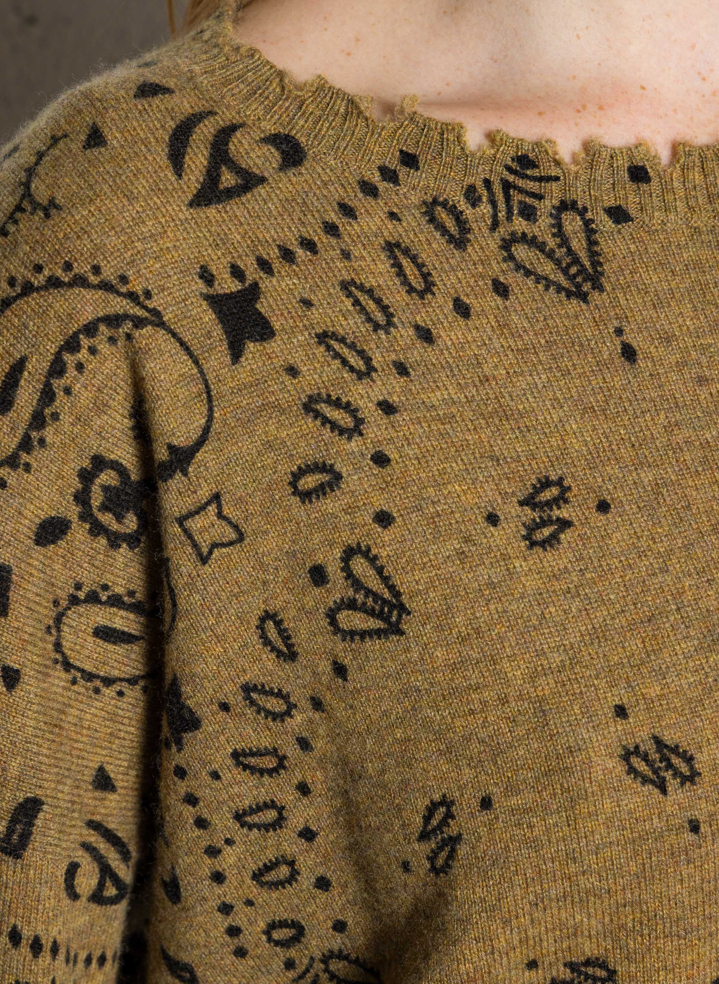 Trui van kasjmier met print KUJTEN Geel