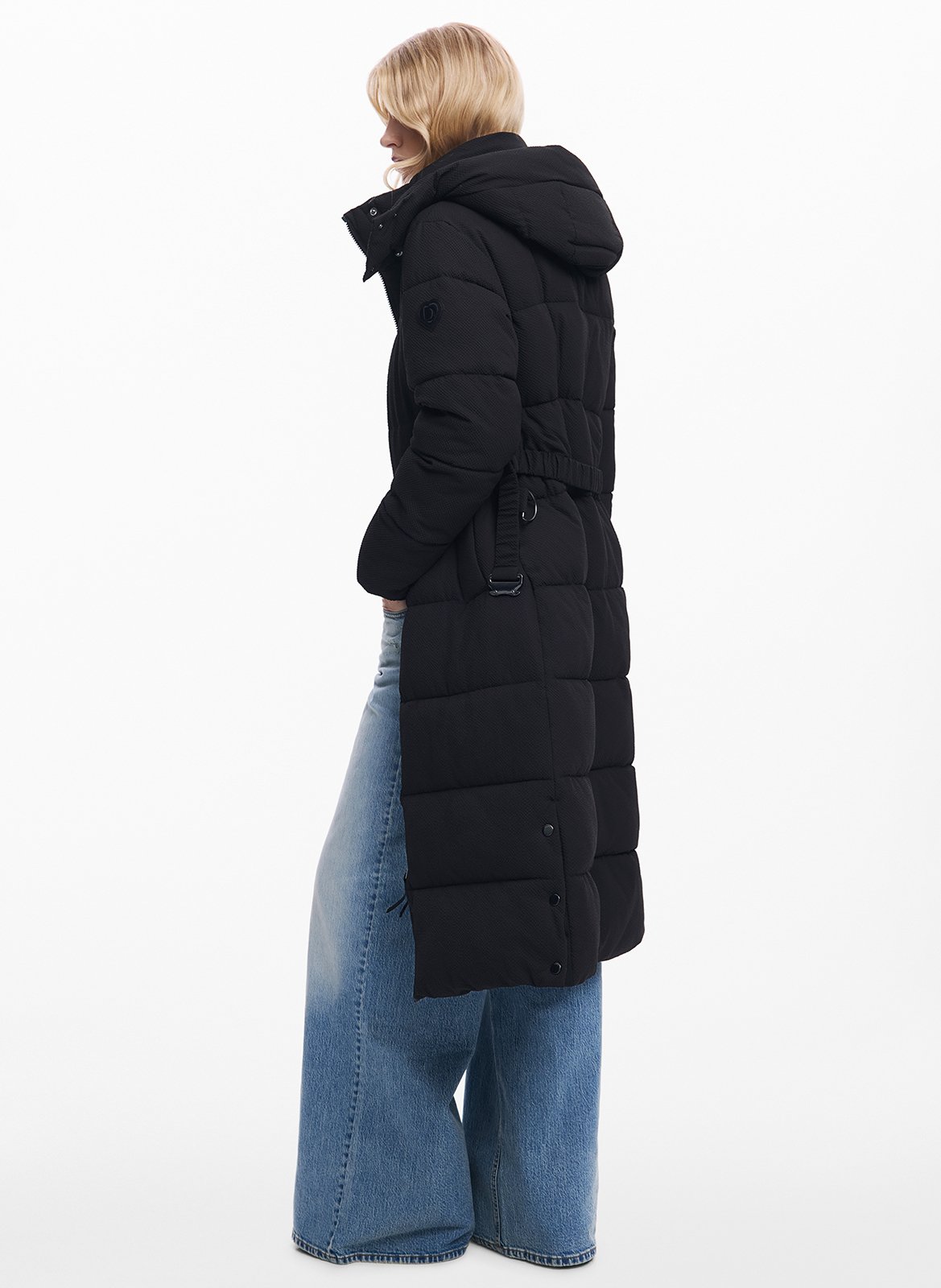 Parka doudoune ceinturée unie DESIGUAL Noir