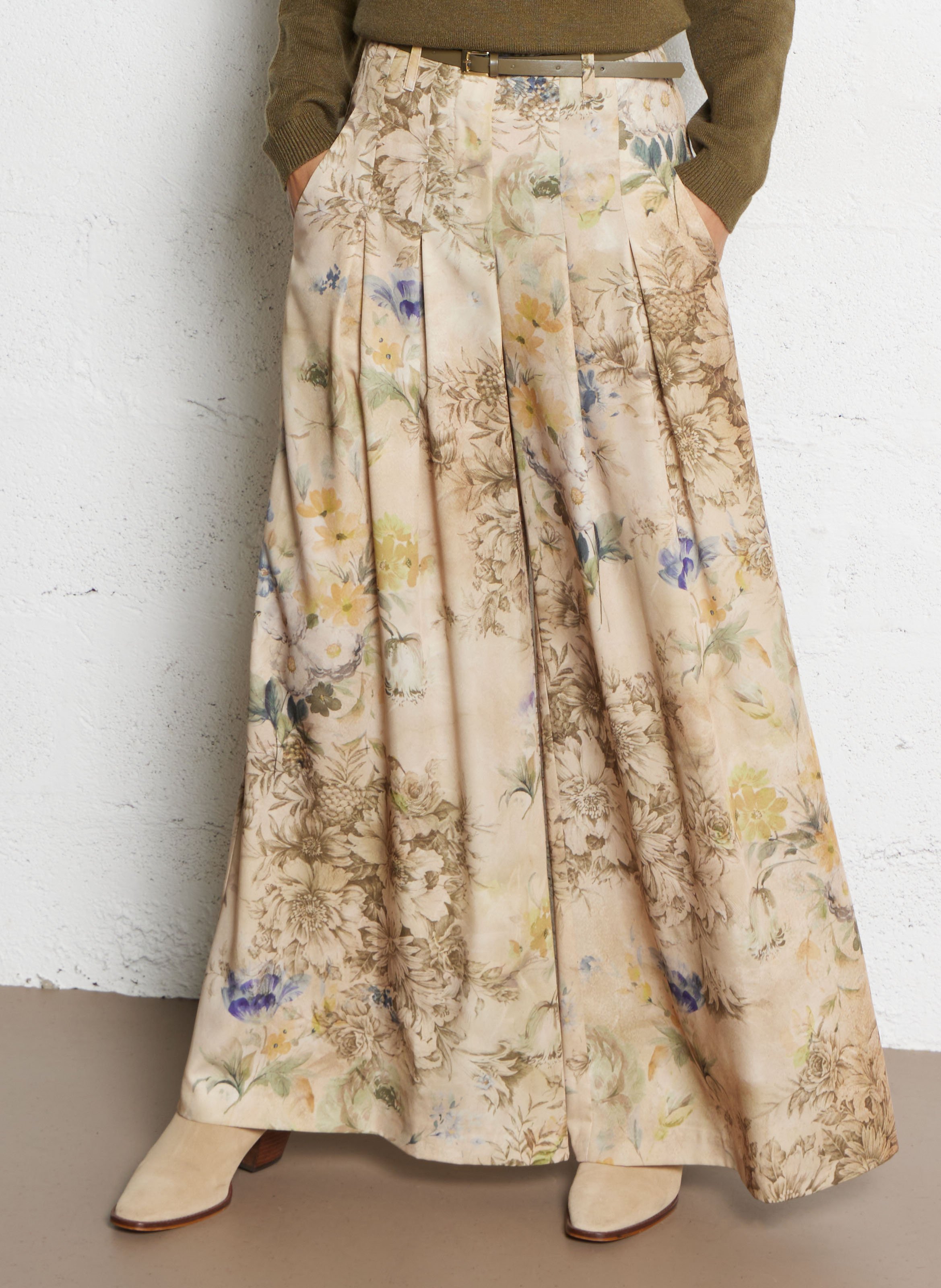 Jupe midi à imprimé floral IMPERIAL Beige