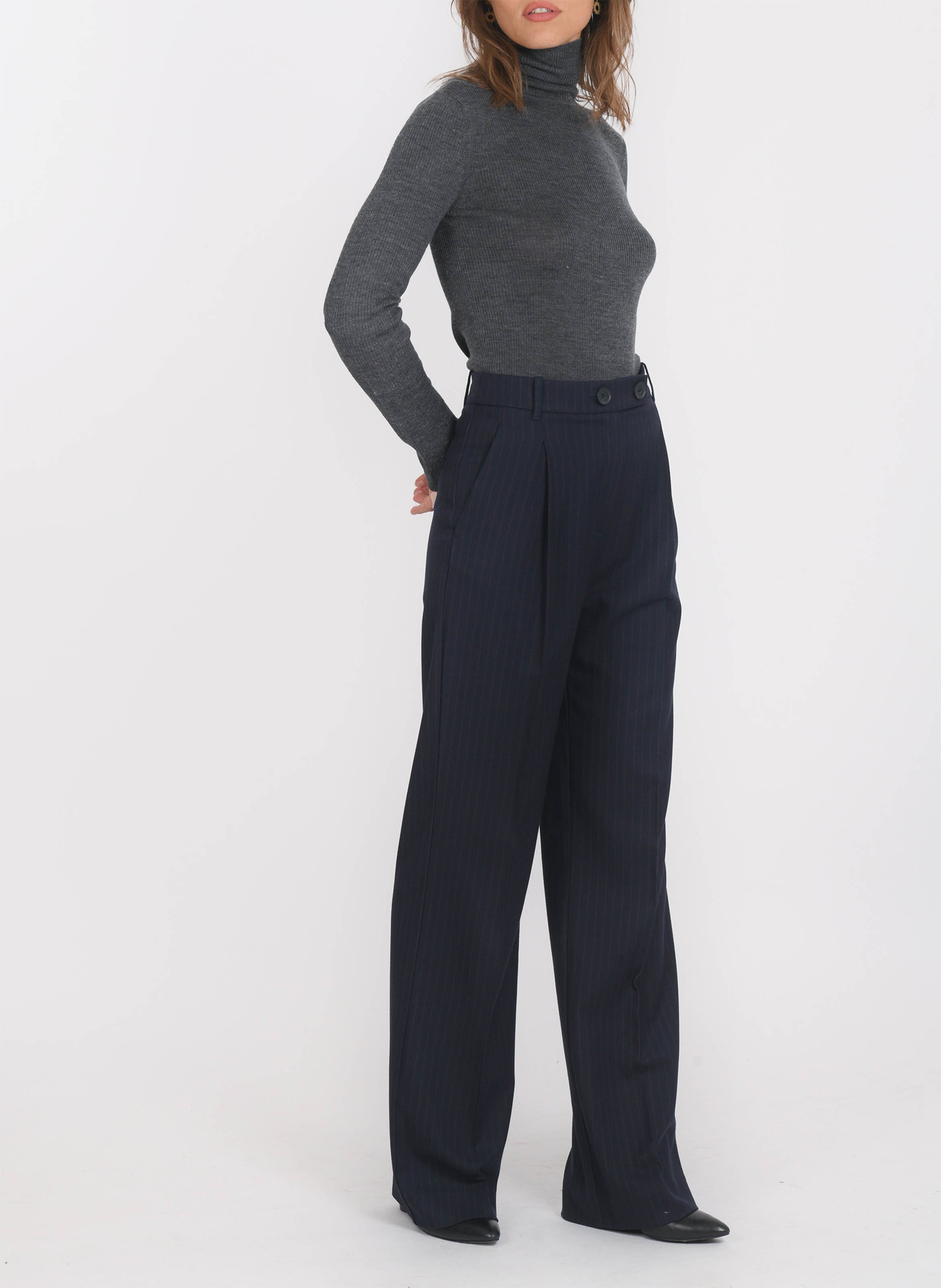 Pantalon droit à rayures KOOKAI Bleu