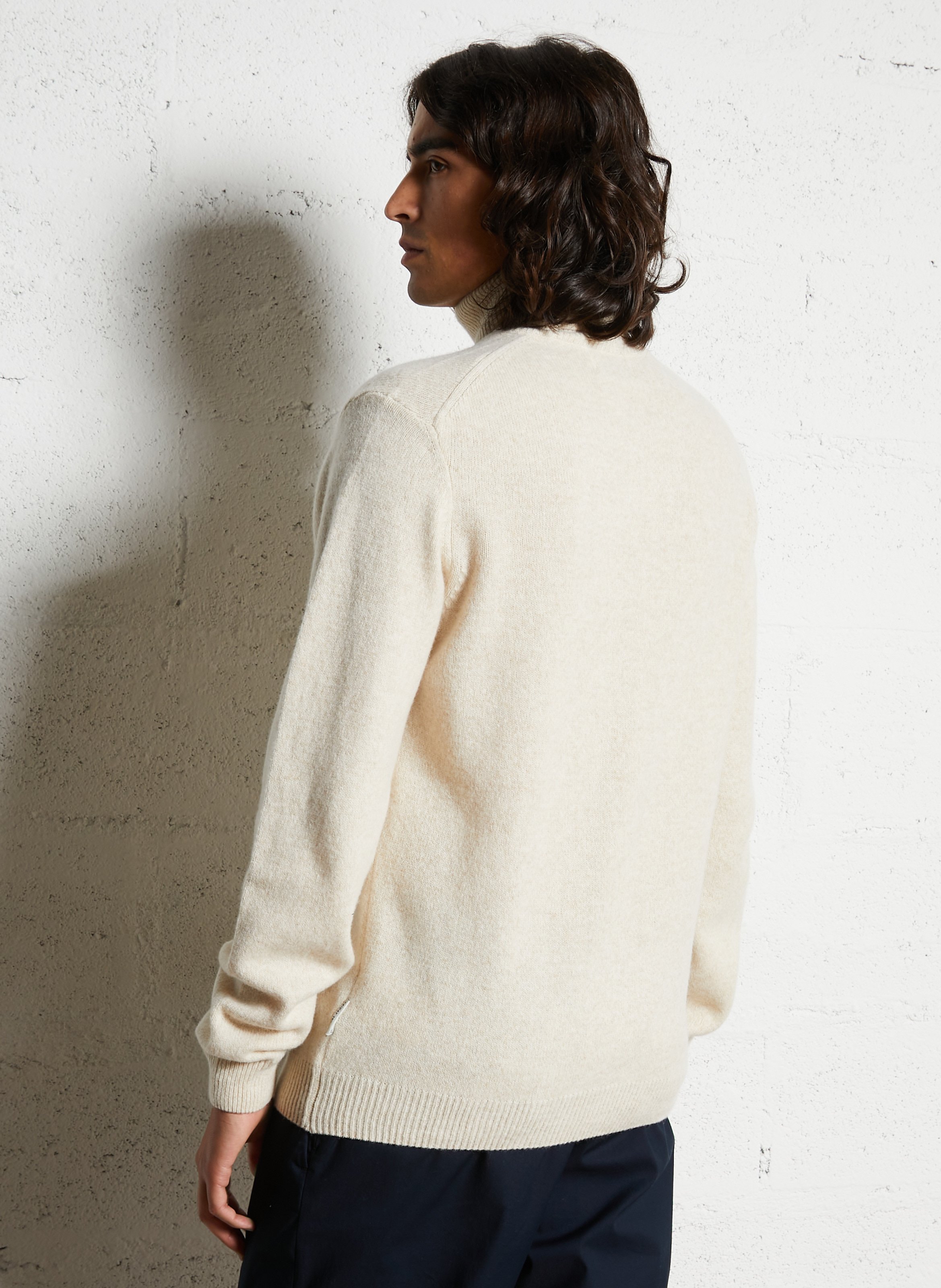 Straight wool-blend polo neck sweater CASUAL FRIDAY Beige