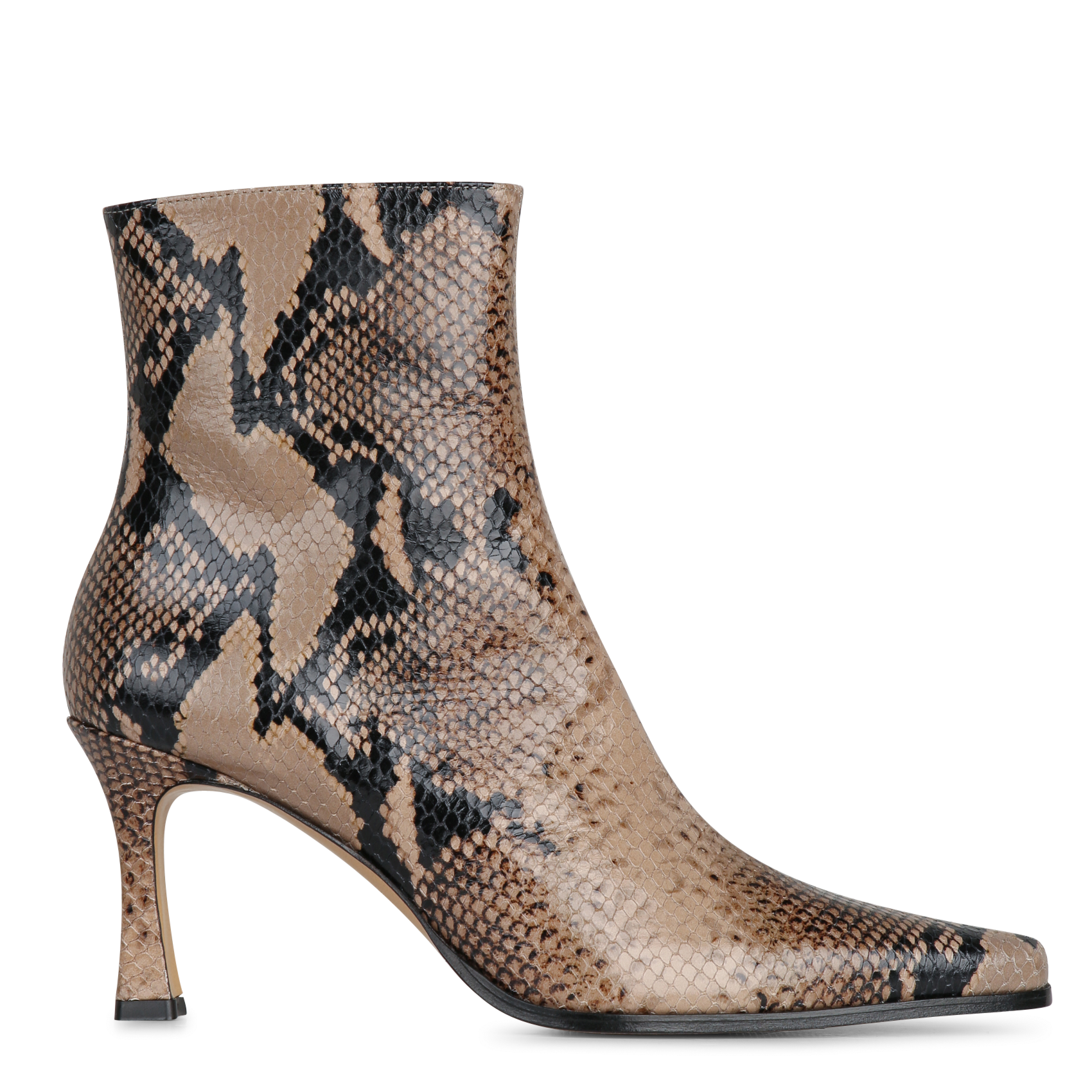 Printed leather ankle boots RIVECOUR Brown