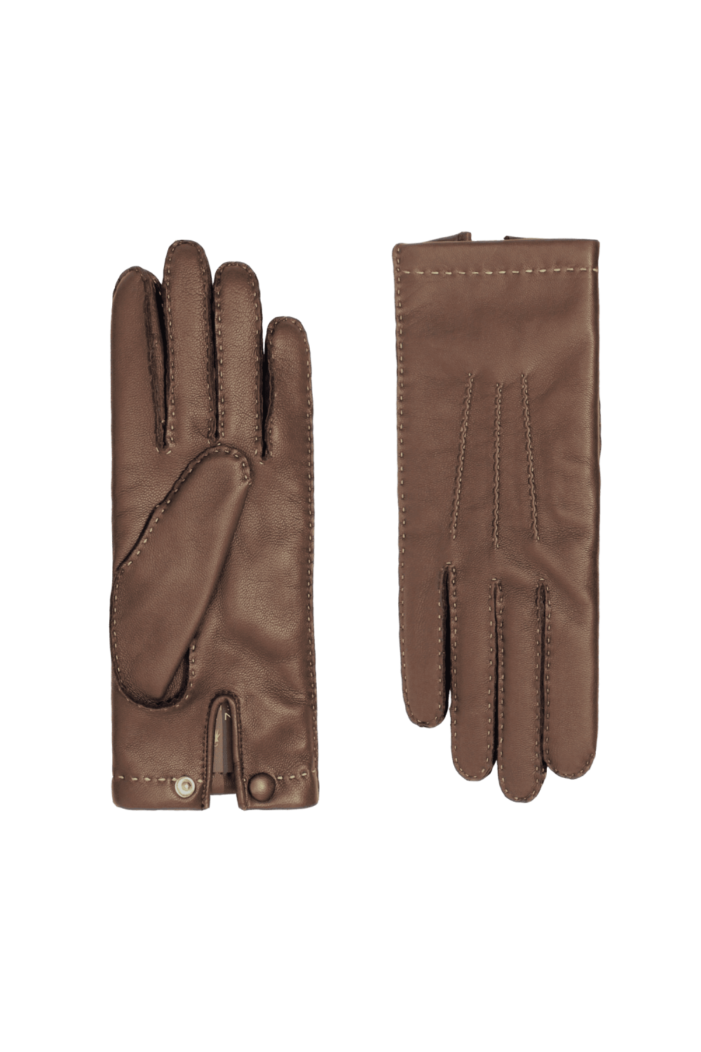 Aude leather gloves lined with cashmere AGNELLE Brown