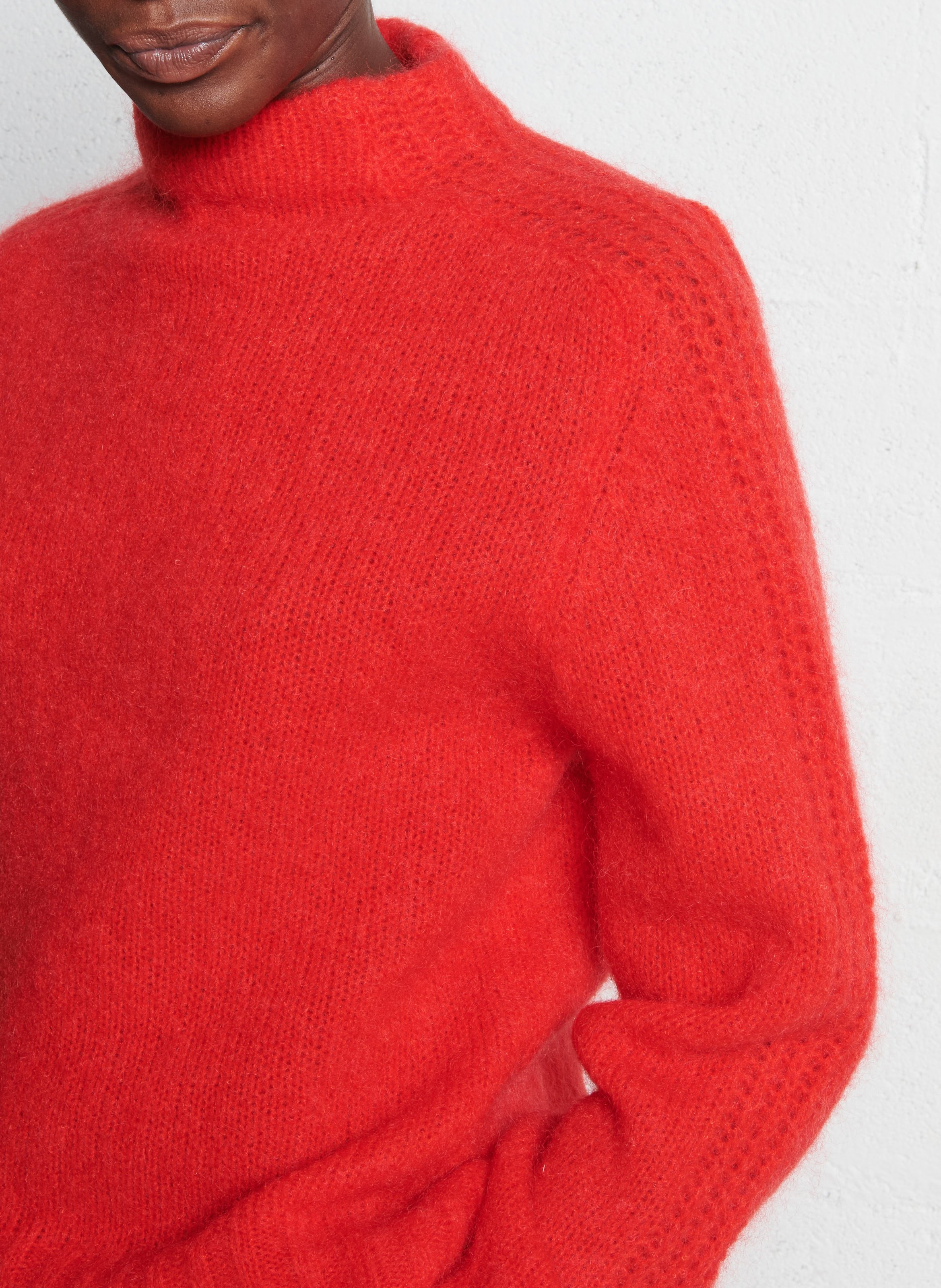 Pull droit col montant en laine mélangée MAISON ANJE Rouge