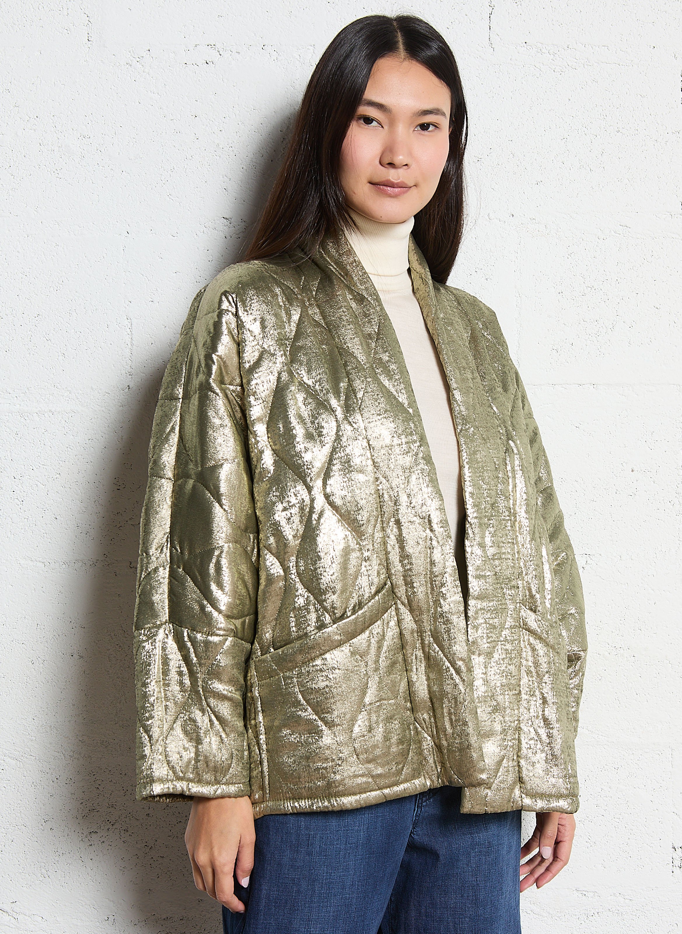 Oversize Metallic Jacket AOKYANOS Khaki