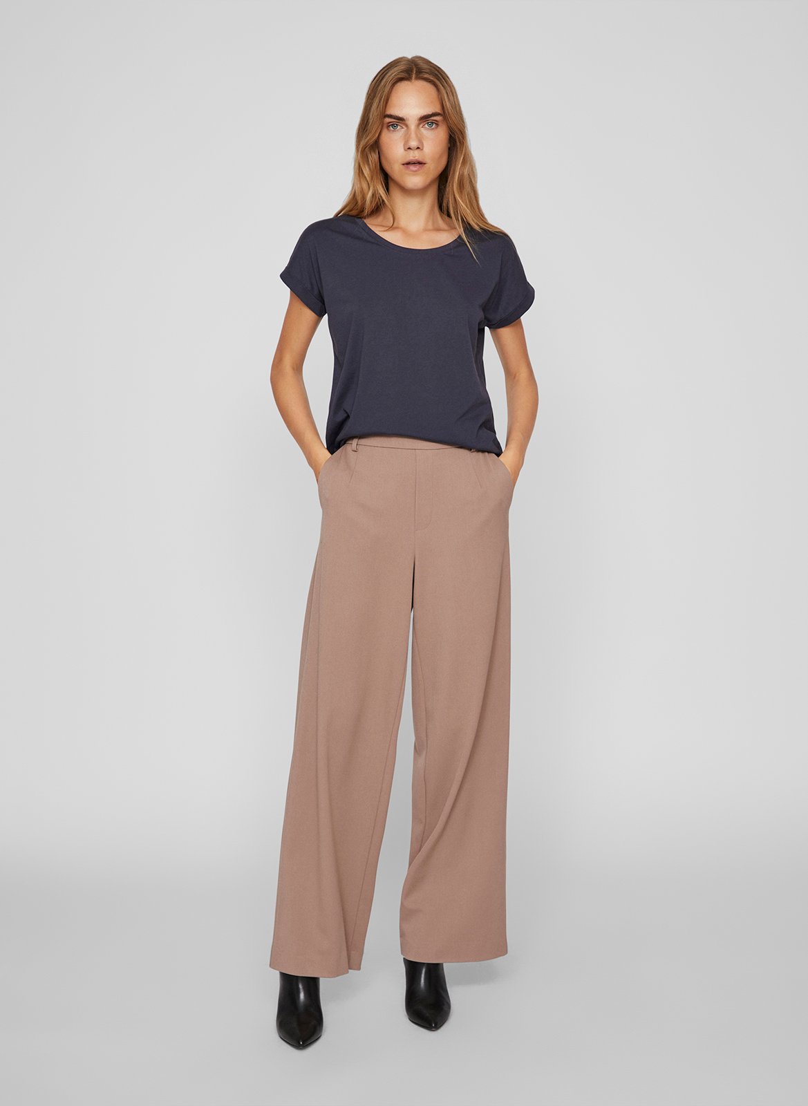 Basic cotton-mix T-shirt VILA Black