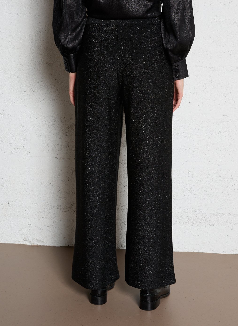 Elasticated wide leg pants with sequins MAISON 123 Black