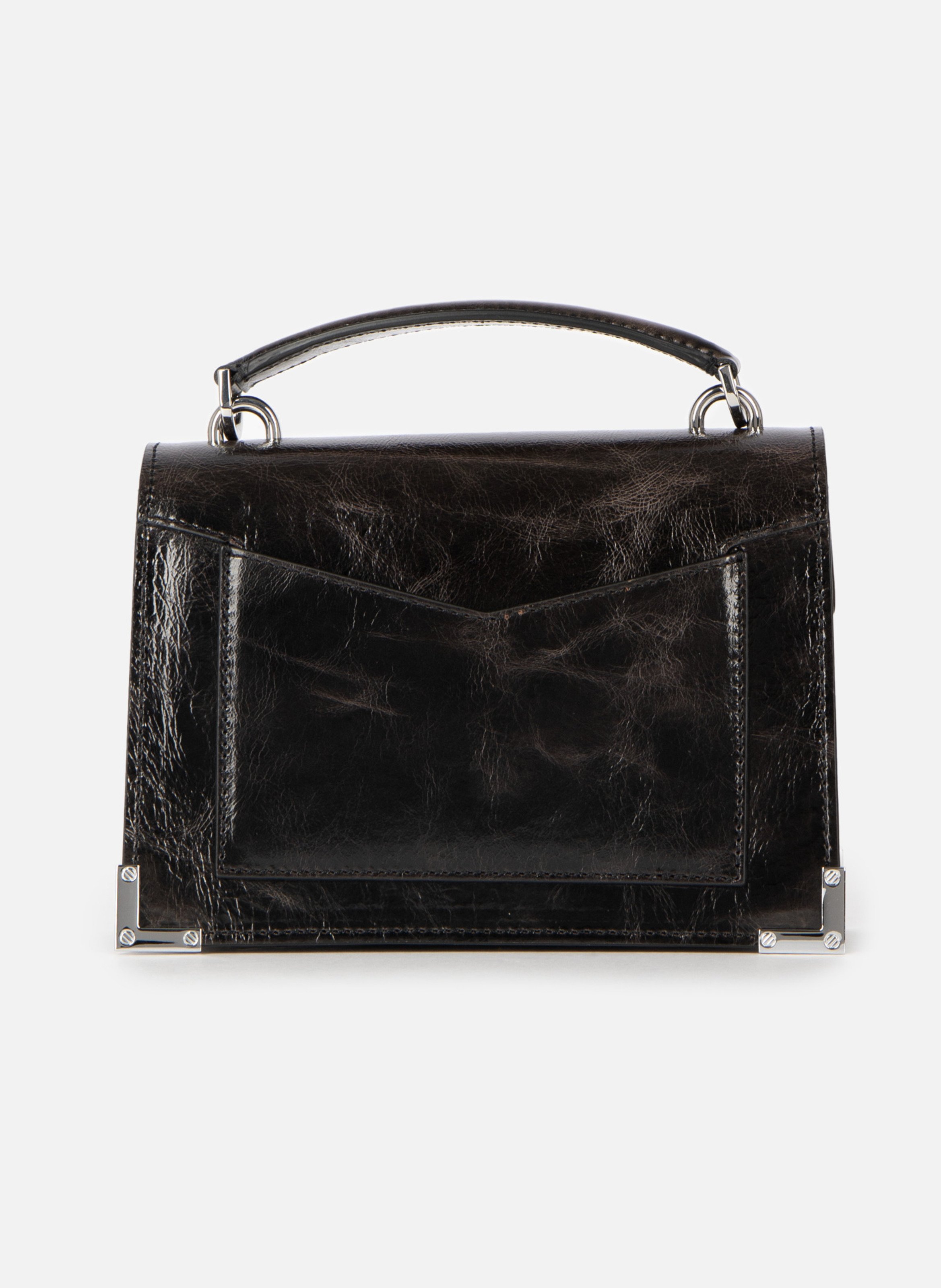 Emily cracked leather bag THE KOOPLES Brown