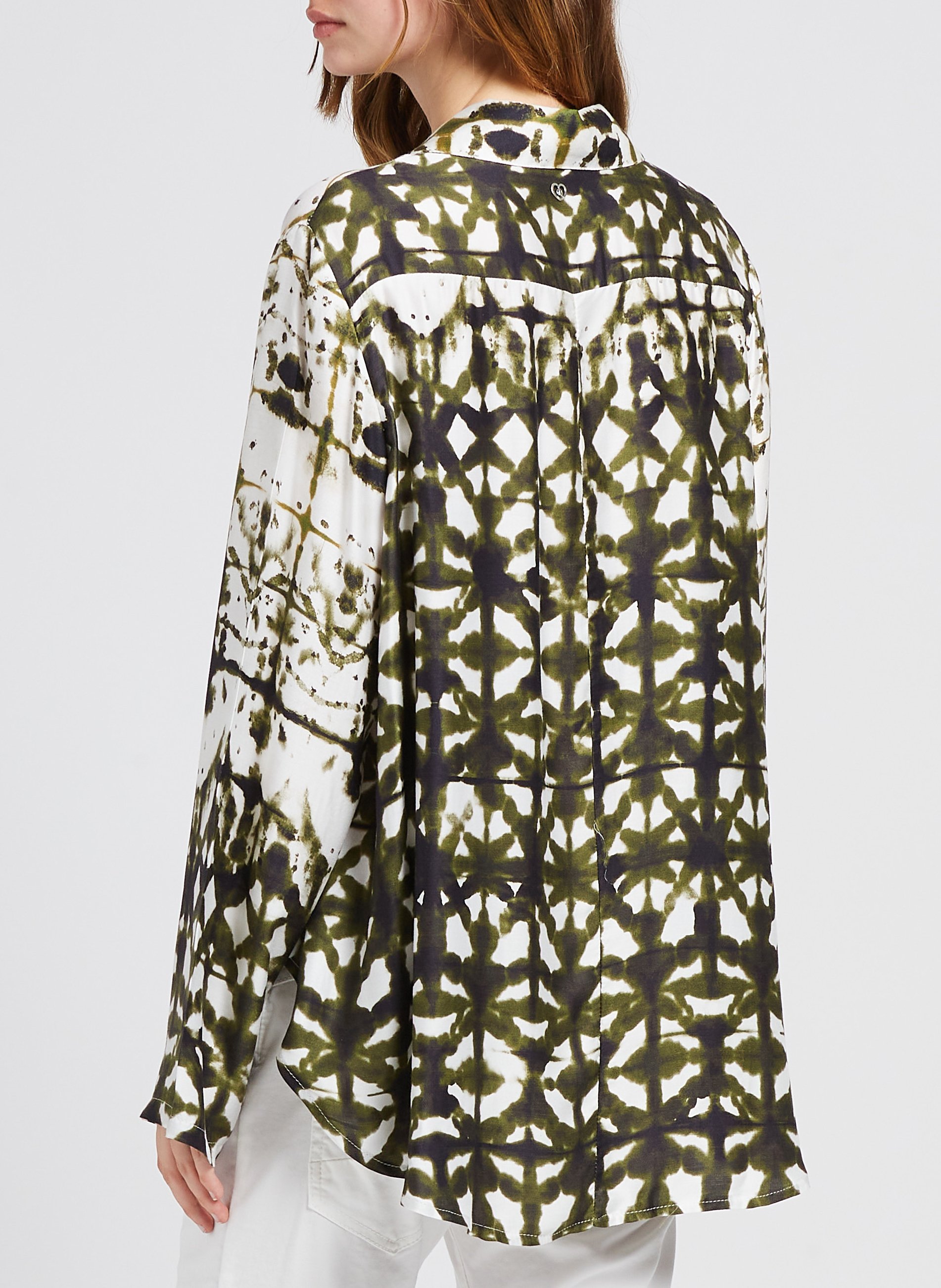 Printed viscose shirt with classic collar PLEASE White