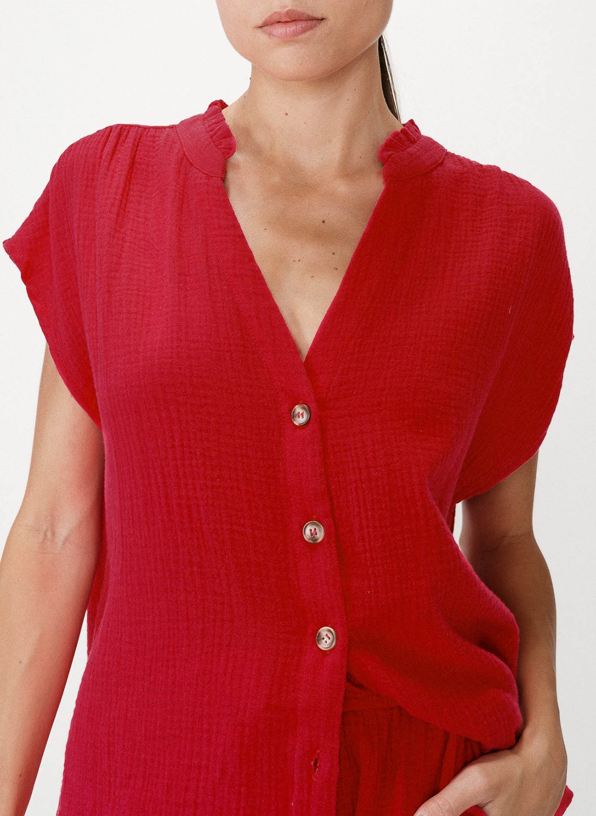 Top en coton col tunisien GRACE ET MILA Rosa