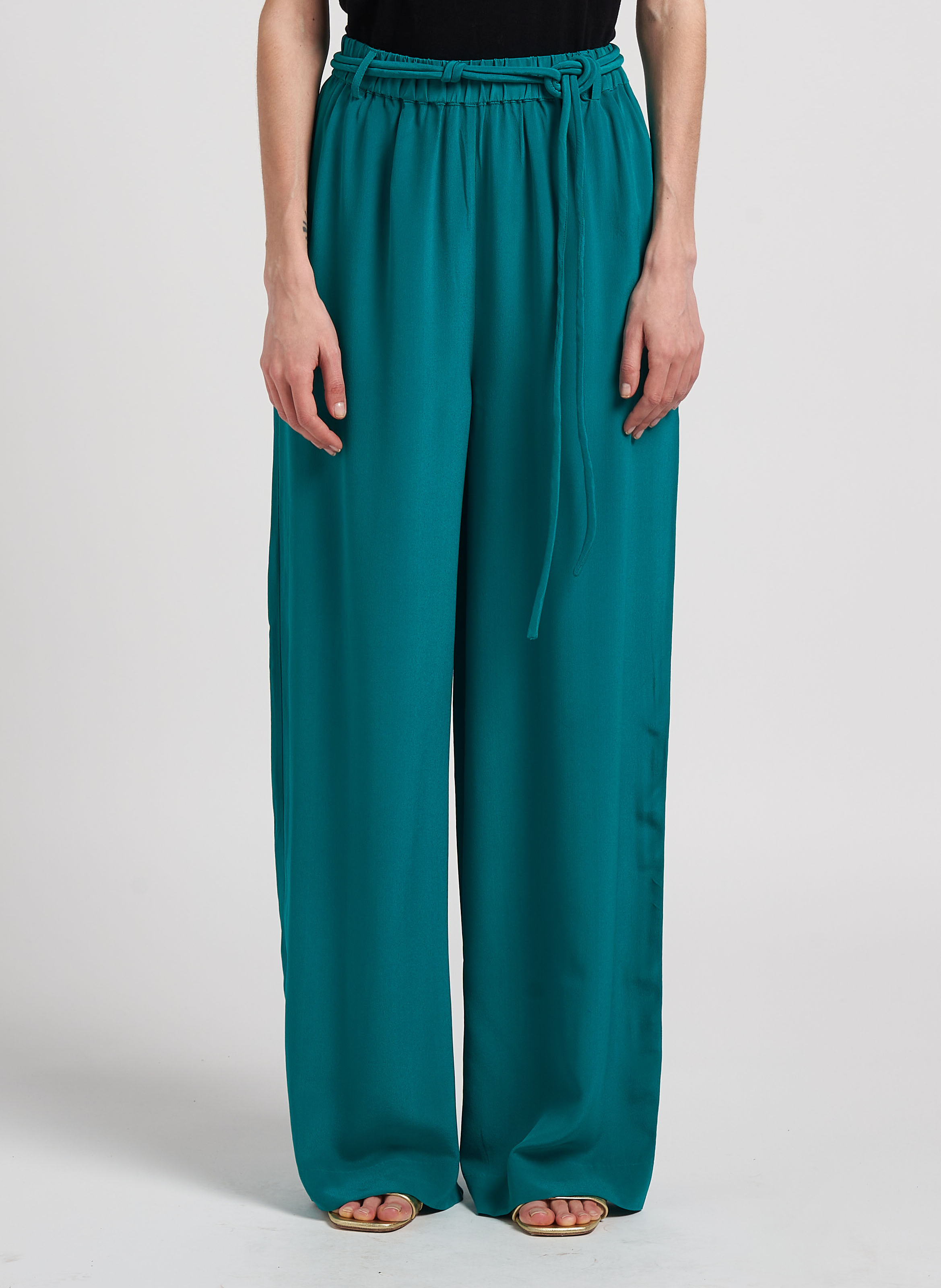 Pantalon palazzo en soie VALENTINE GAUTHIER Bleu