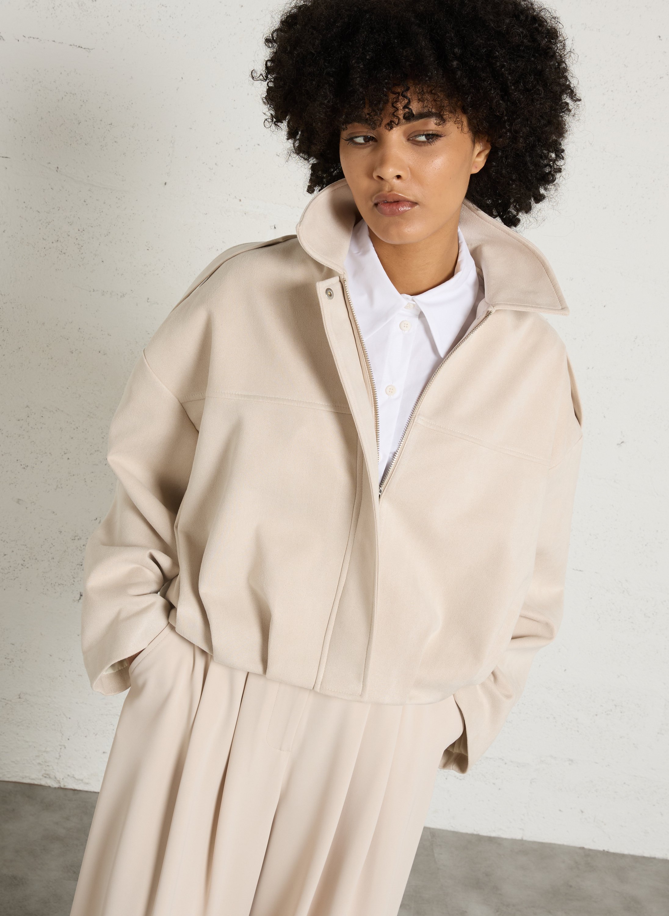 Oversize-Jacke mit klassischem Kragen PLEASE Braun