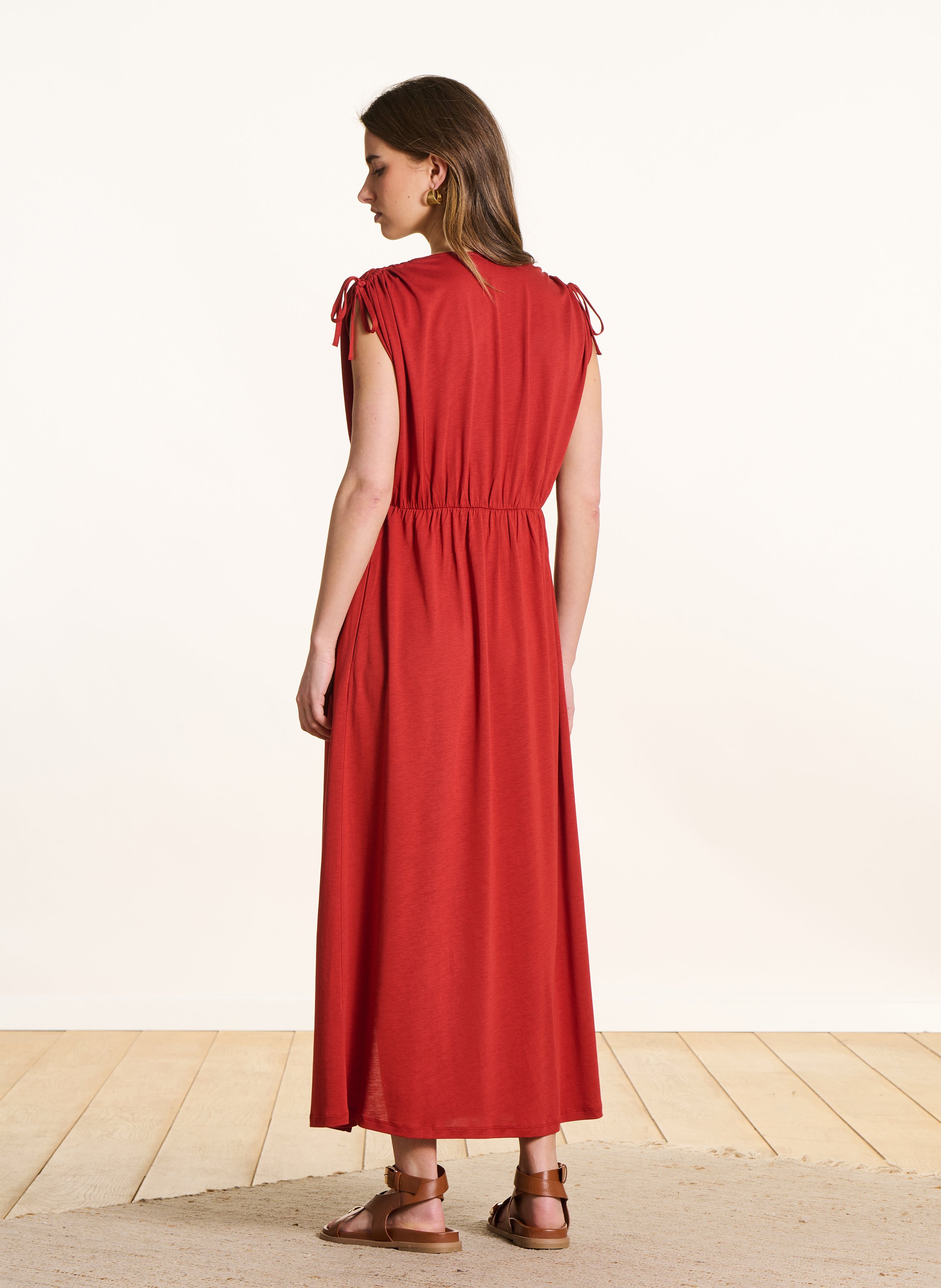 Robe longue col v LA FEE MARABOUTEE Rouge