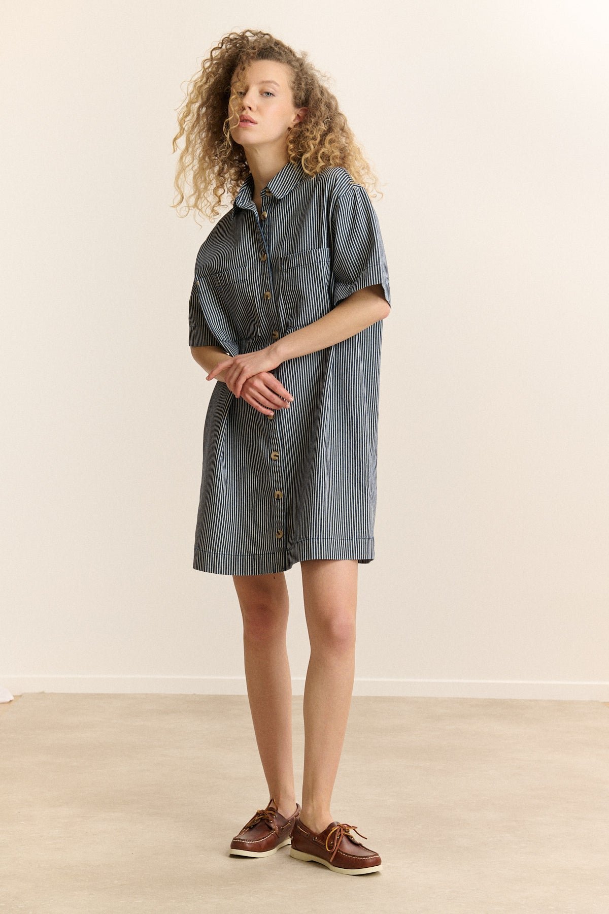 Short striped shirt dress GARANCE PARIS Blue
