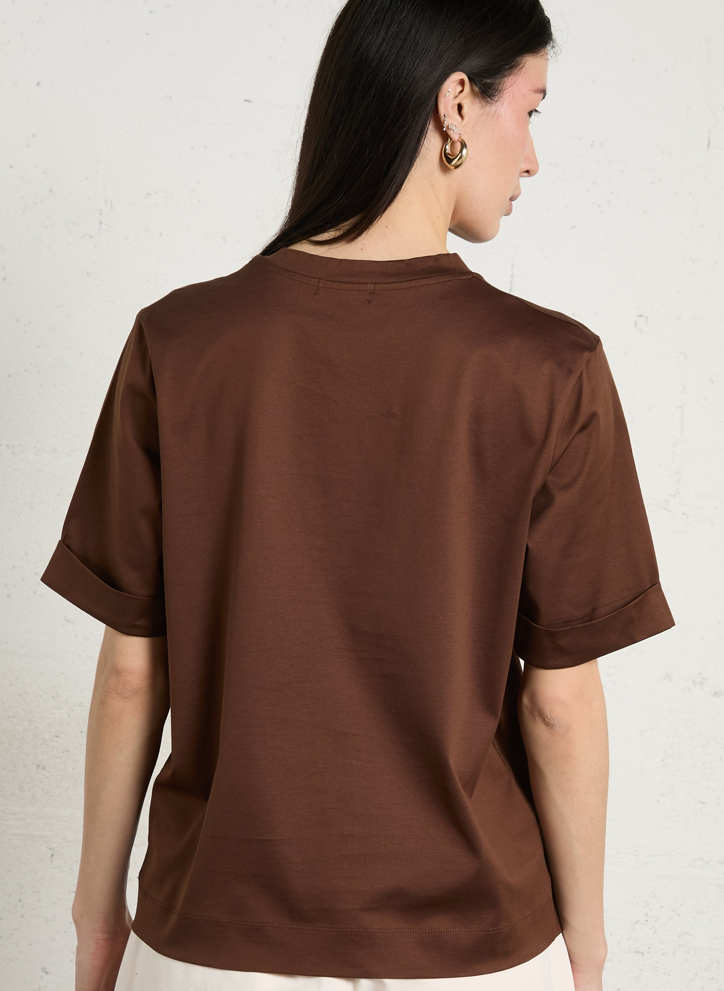 Regular-fit round-neck cotton T-shirt SOEUR Brown