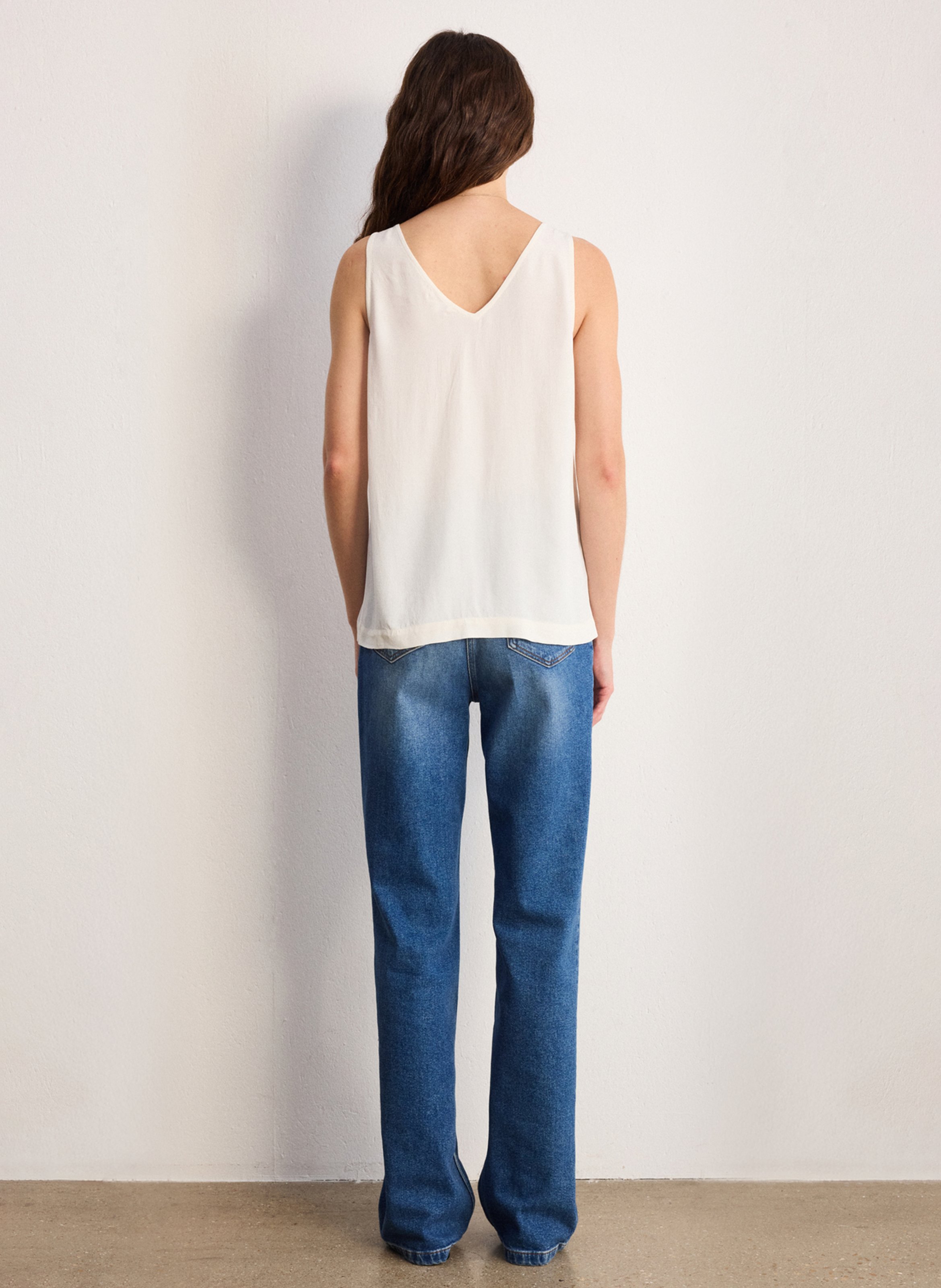 V-neck tank top with embroidery PABLO Beige