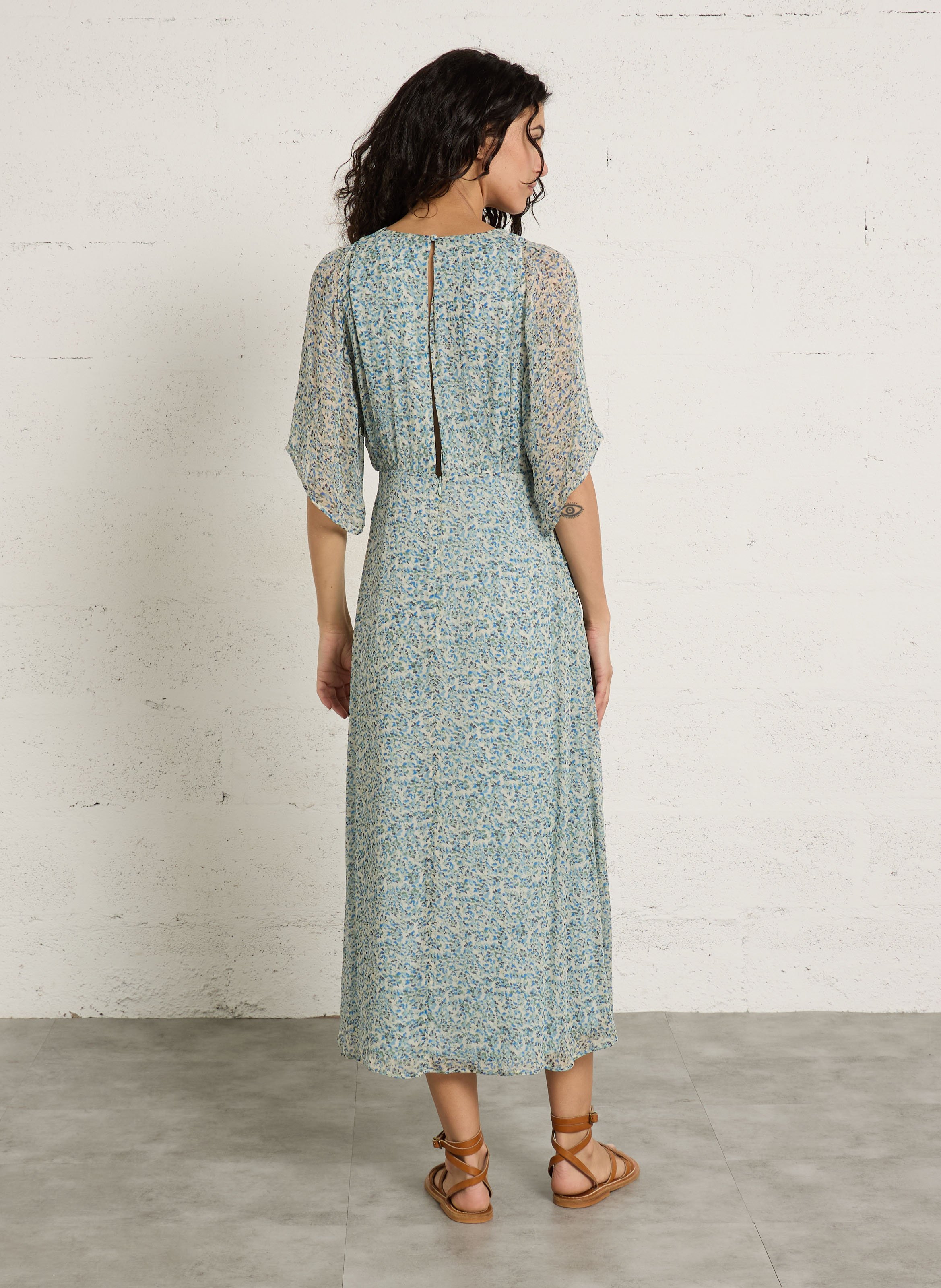 Robe longue col V imprimé MAISON 123 Vert