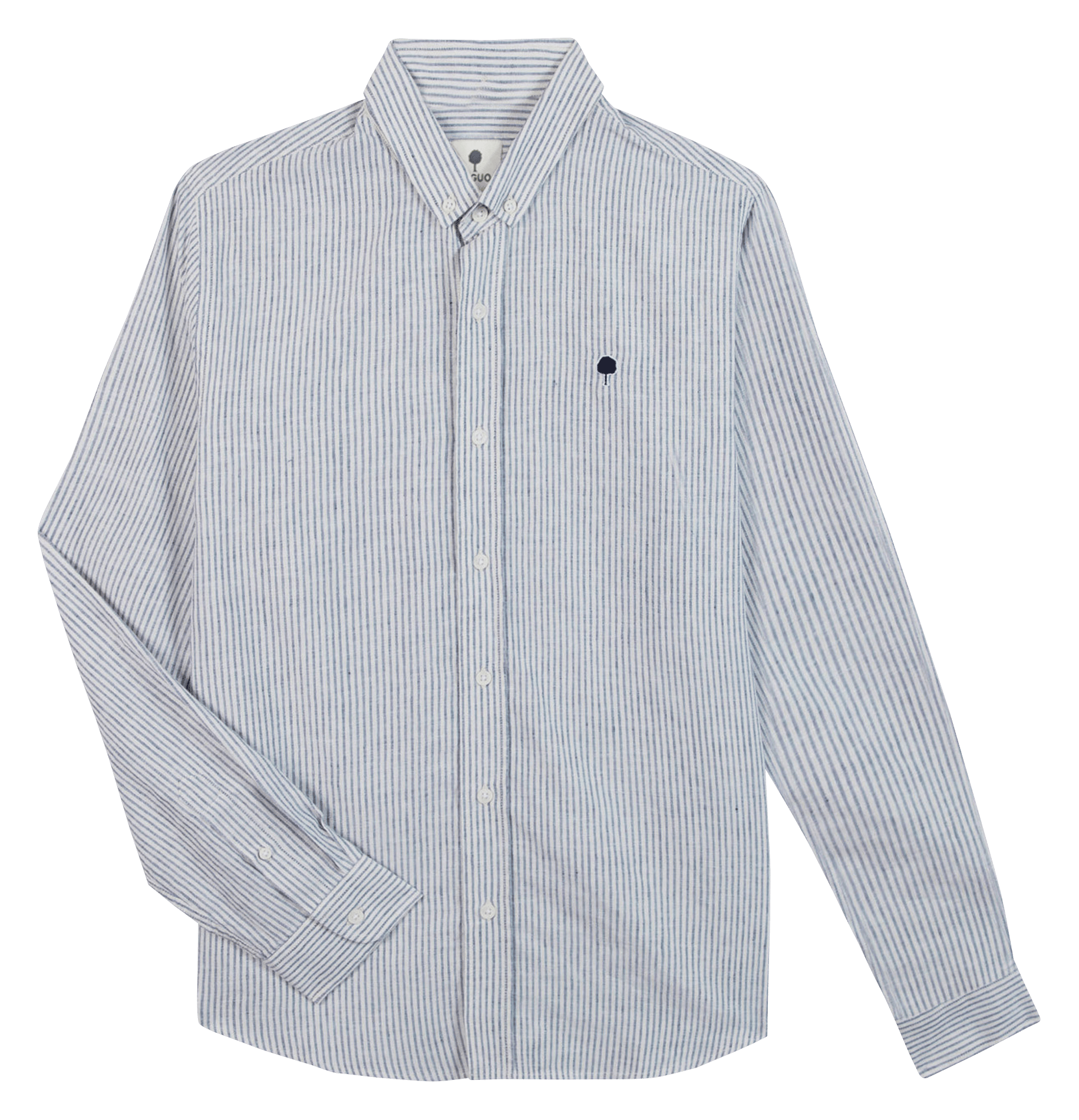 Rechte gestreepte katoenen en linnen blouse FAGUO Beige