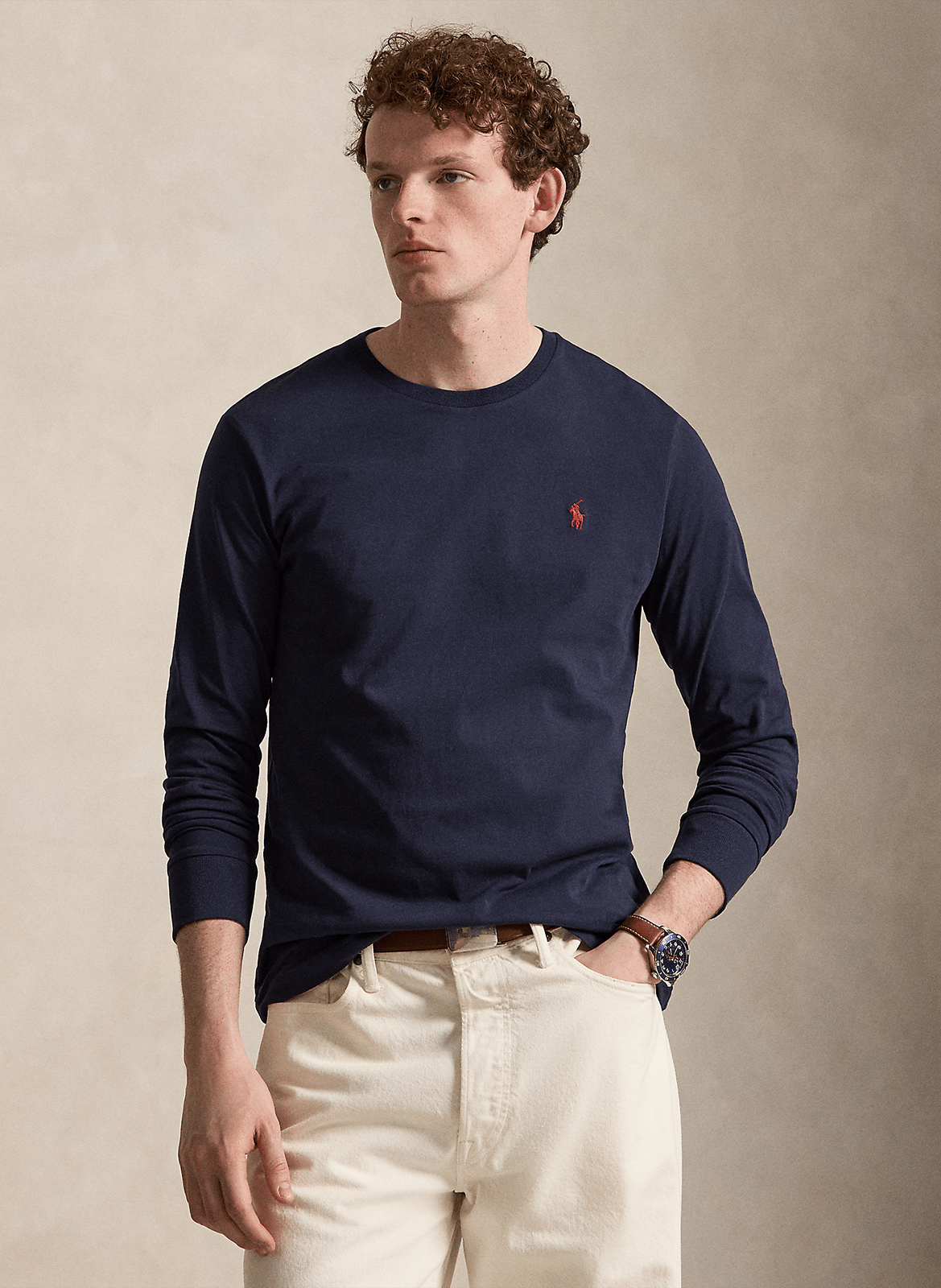 Tee-shirt col rond slim-fit en coton POLO RALPH LAUREN Bleu