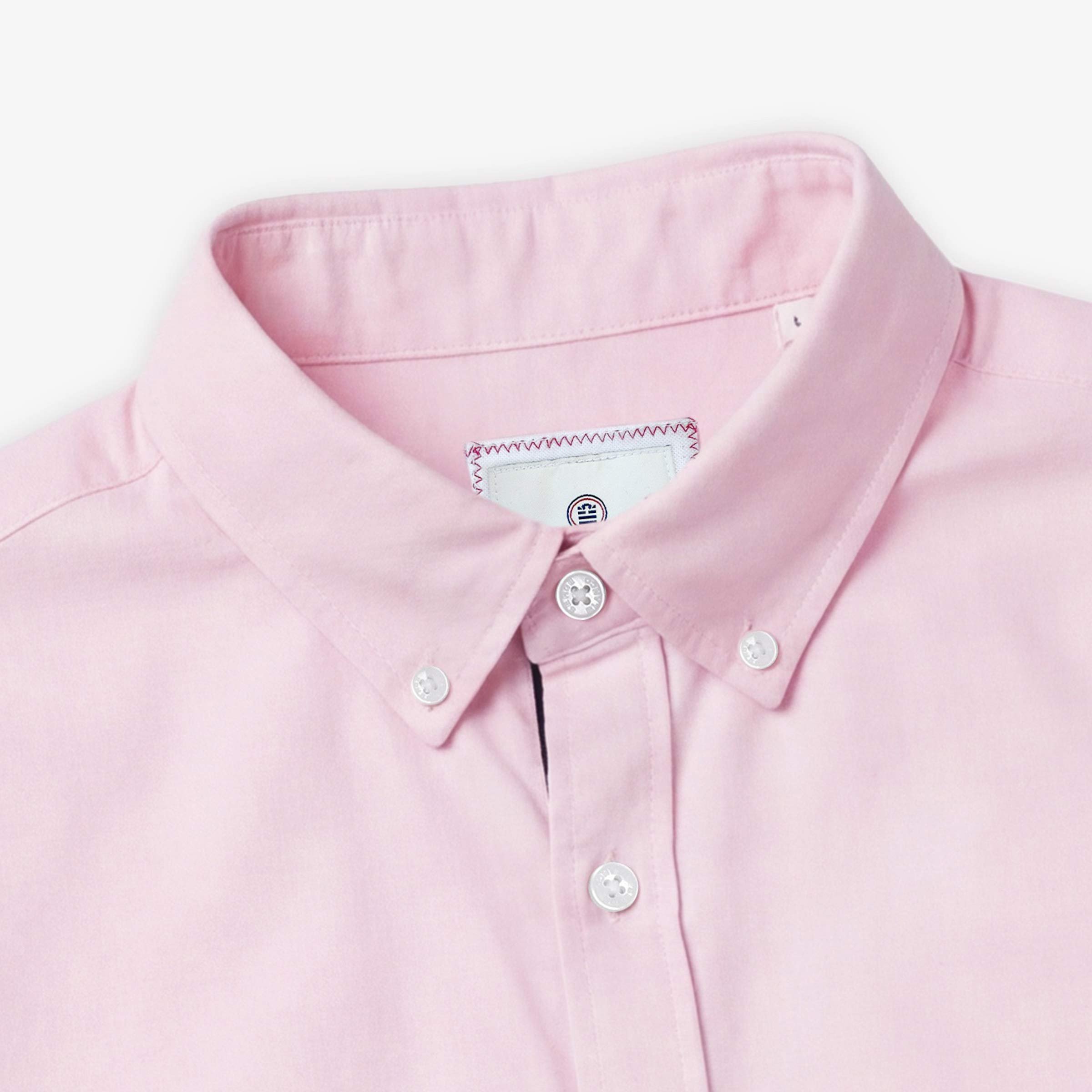 Long-sleeved oxford cotton shirt with tricolor trim SERGE BLANCO Pink