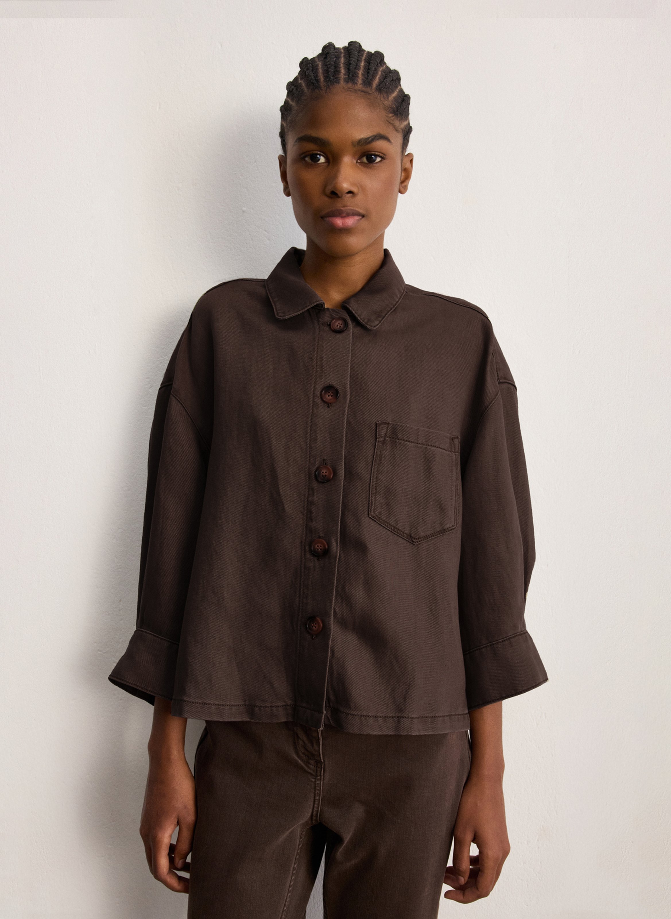 Oversized Hemd mit klassischem Kragen PABLO Braun