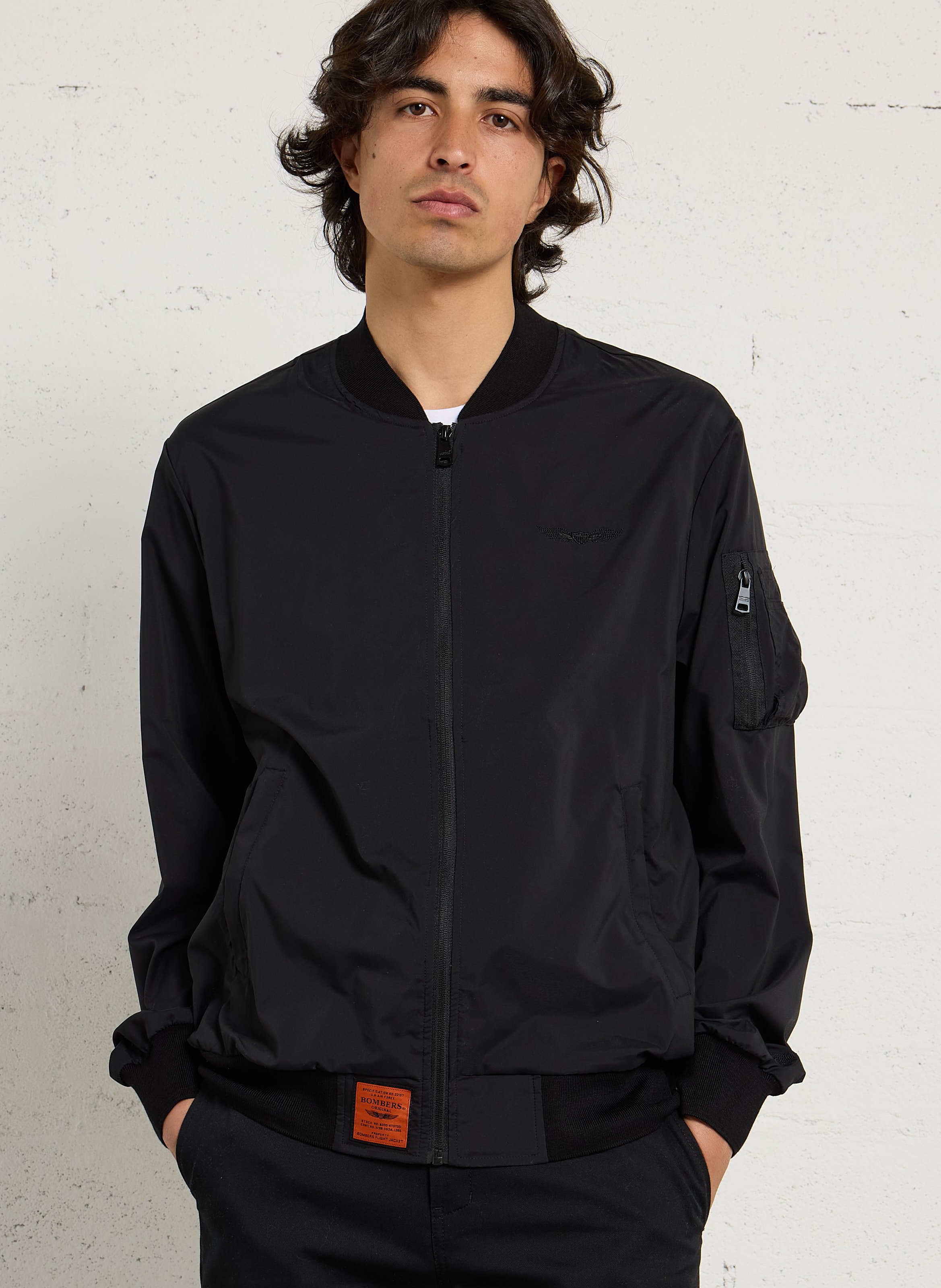 Chaqueta oversize cuello teddy BOMBERS ORIGINAL Negro