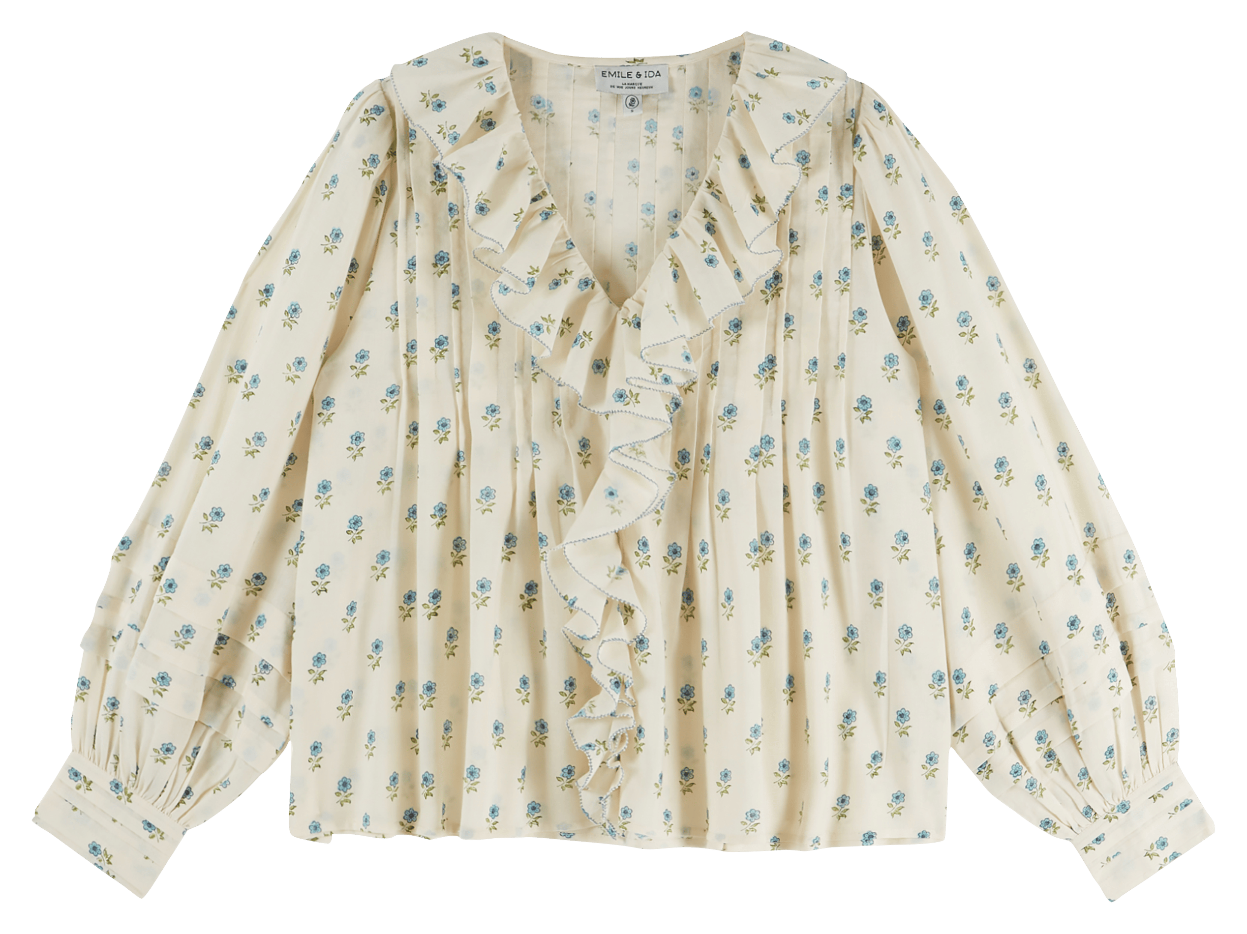 Blouse col V en coton bio EMILE ET IDA Blanc