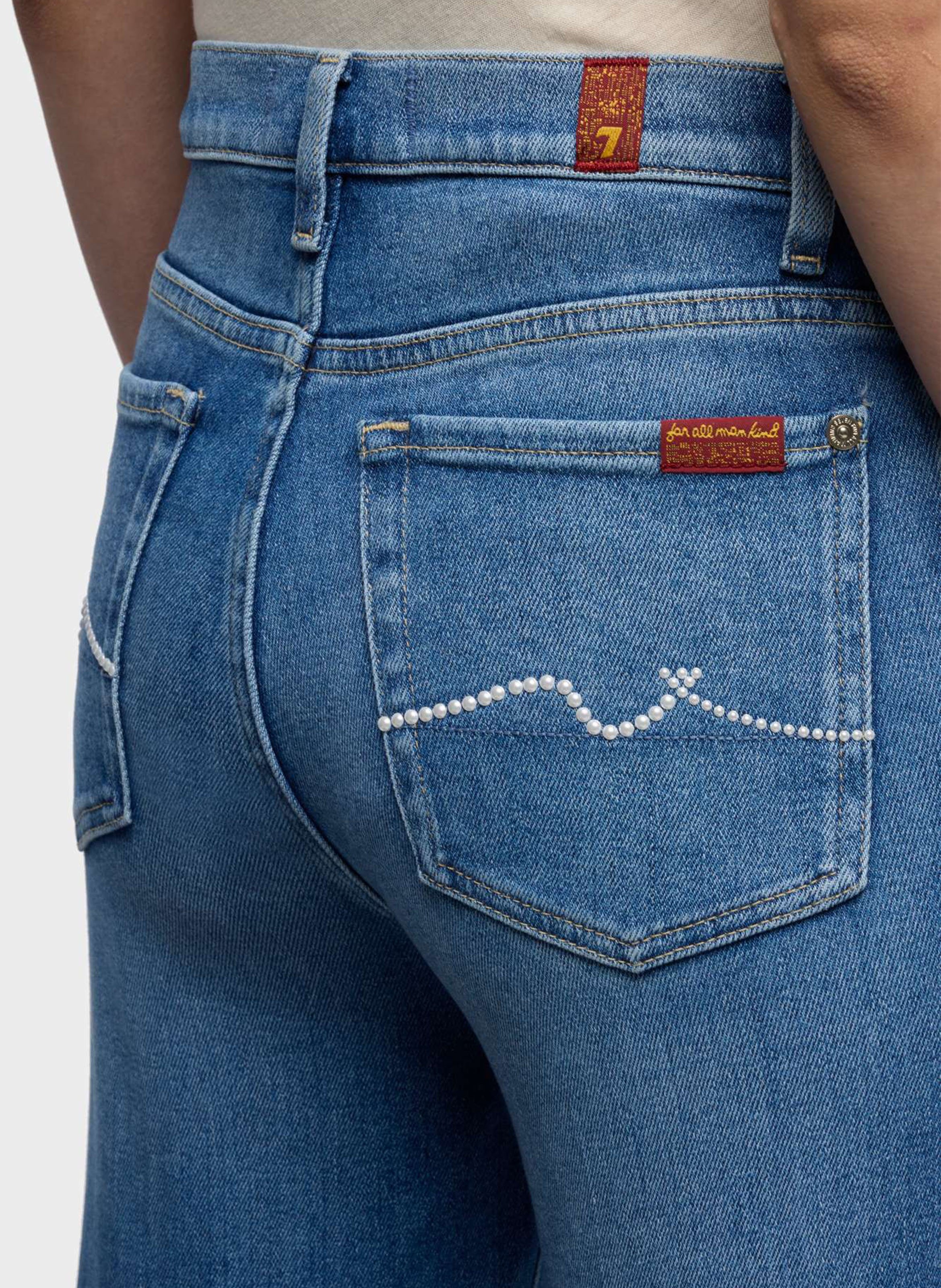 Cotton-blend bootcut jeans 7 FOR ALL MANKIND Blue
