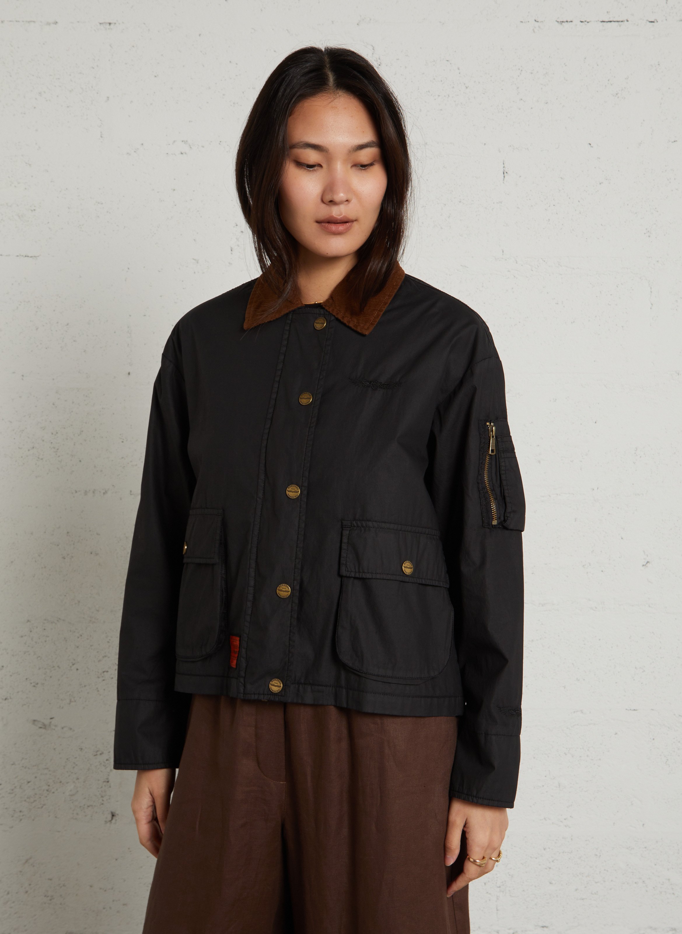 Oversized jacket with classic collar BOMBERS ORIGINAL Black
