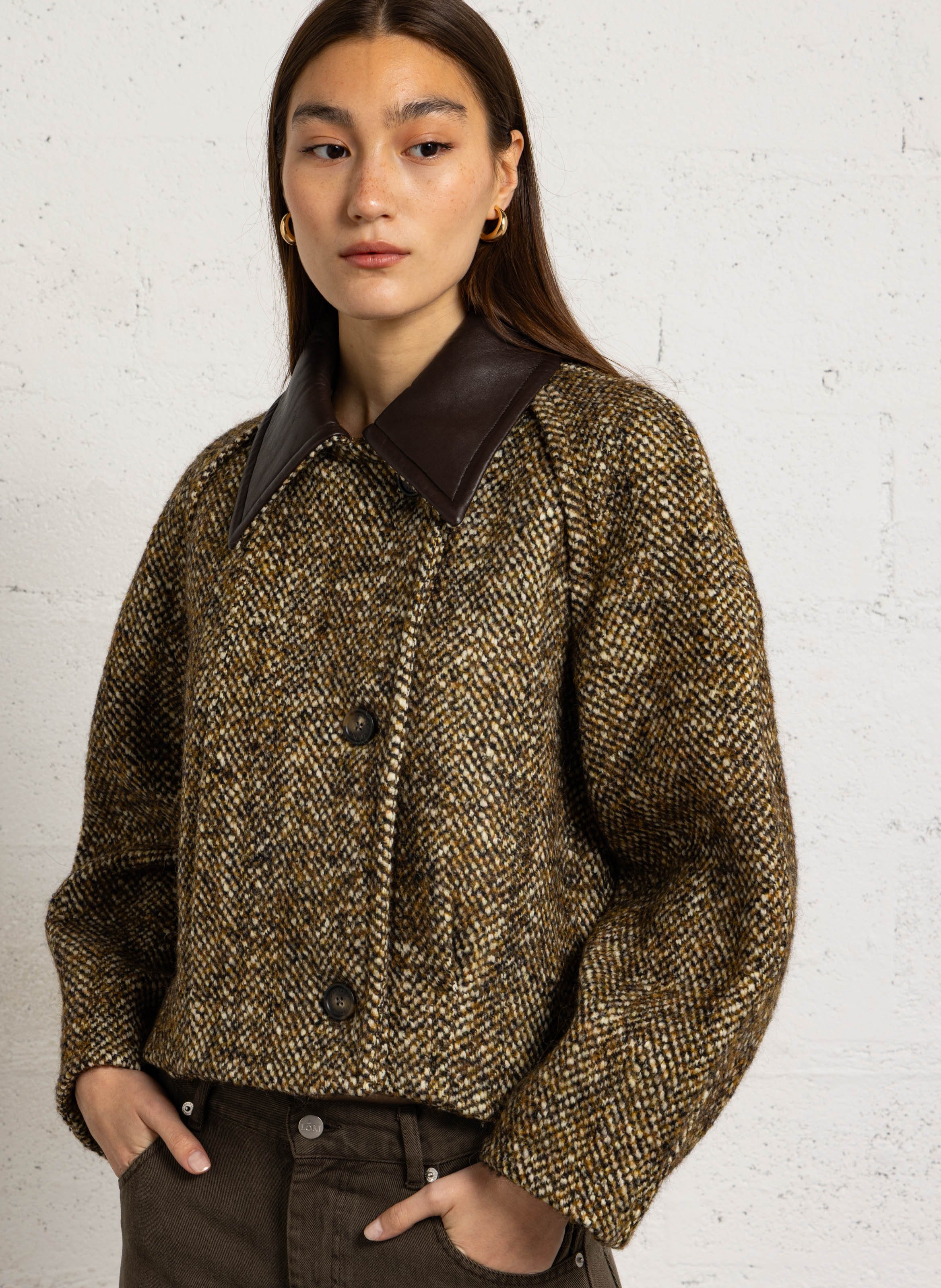 Kurze Tweed-Jacke MARGAUX LONNBERG Grau