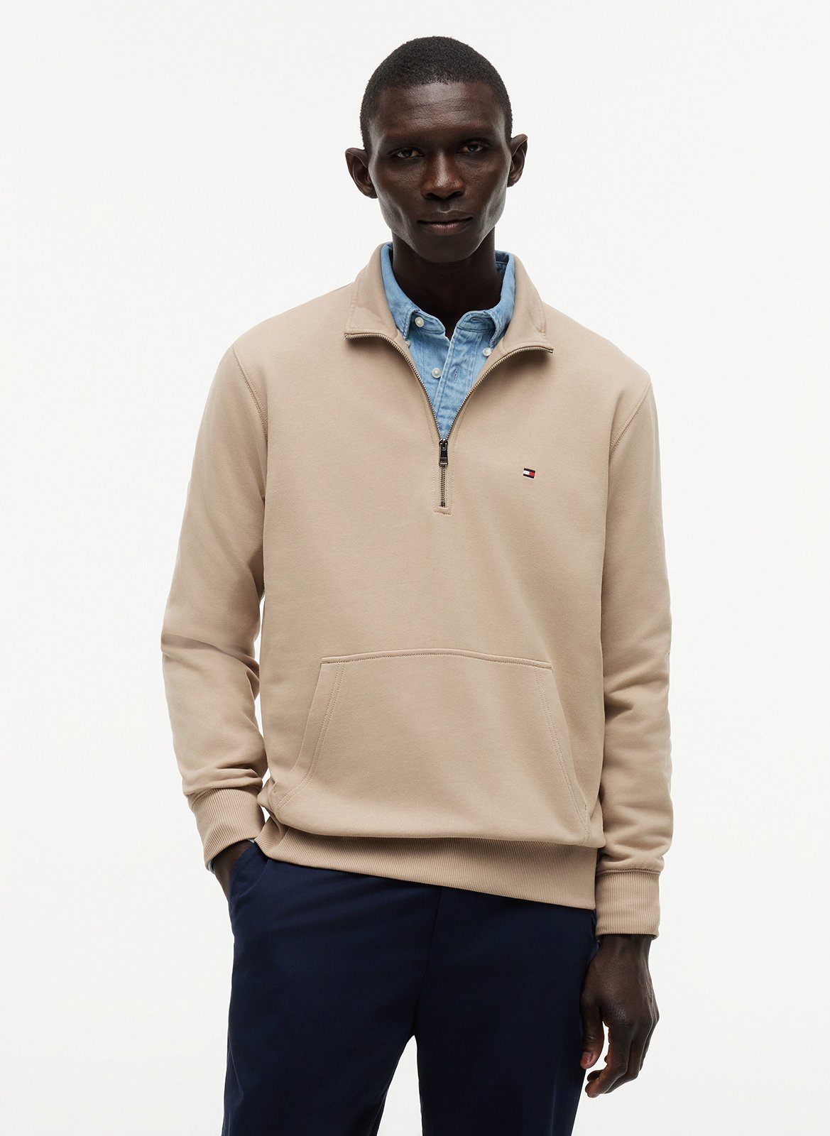 High-neck straight-cut cotton sweater TOMMY HILFIGER