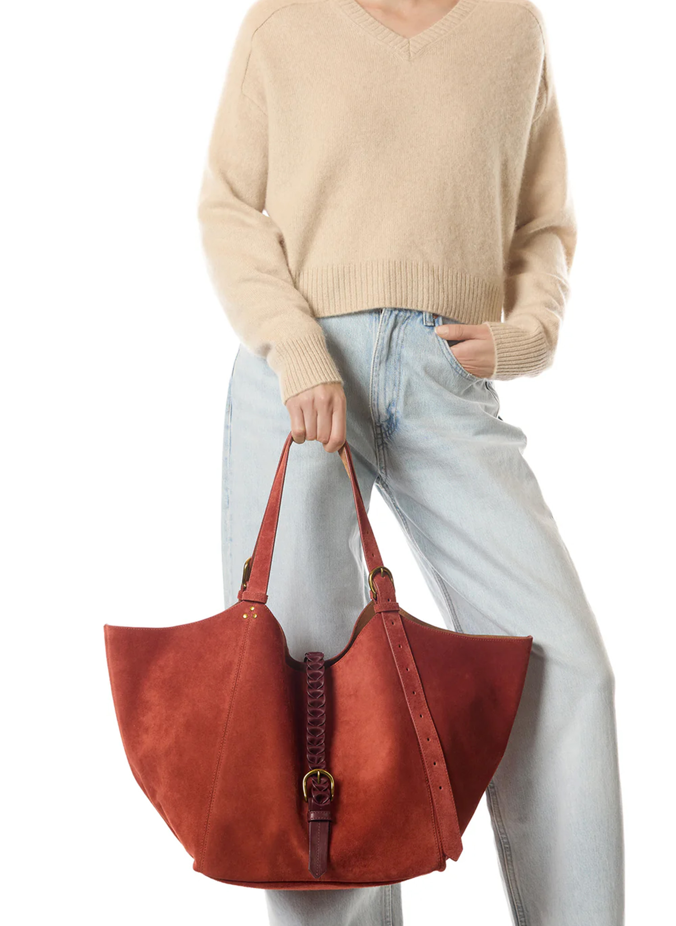 Suede tote bag | Red JEROME DREYFUSS Women