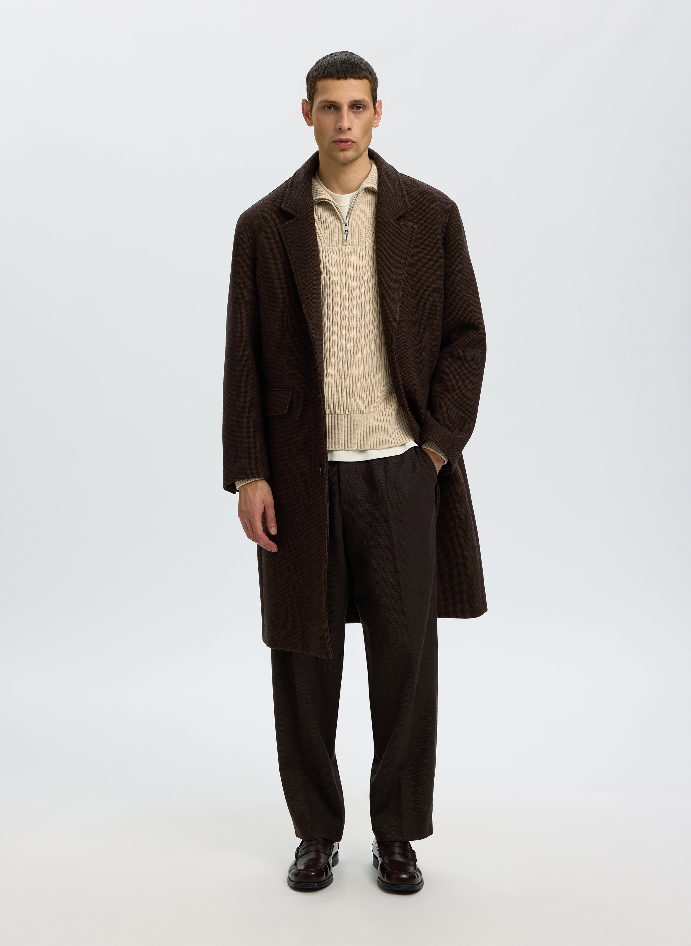Pull col camionneur en coton SELECTED Beige