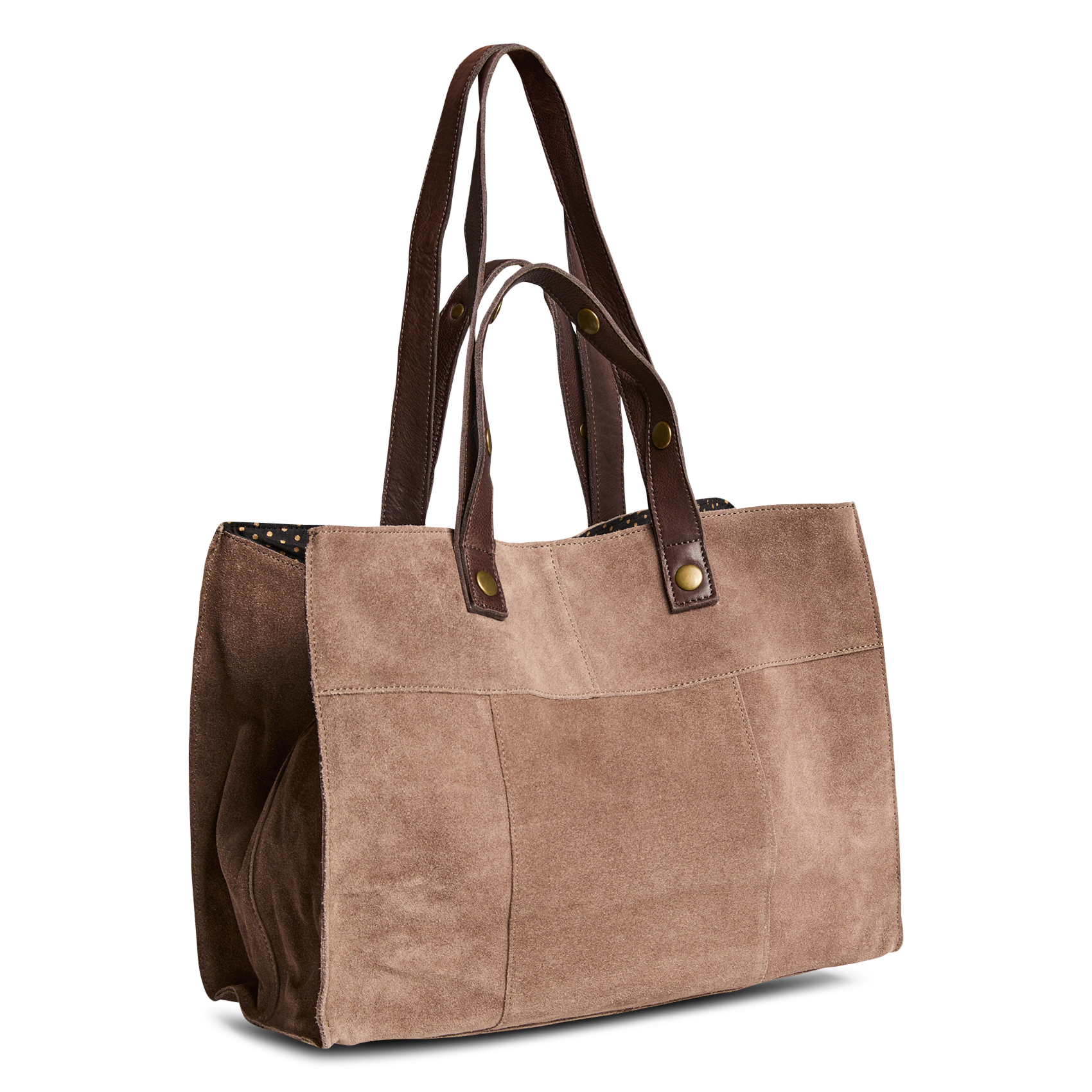 Sac cabas en cuir velours PIECES Beige