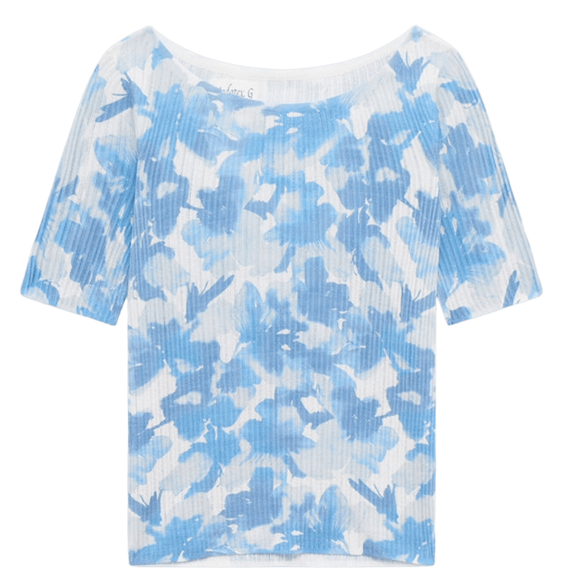 Top droit col bateau imprimé CAROLL Bleu