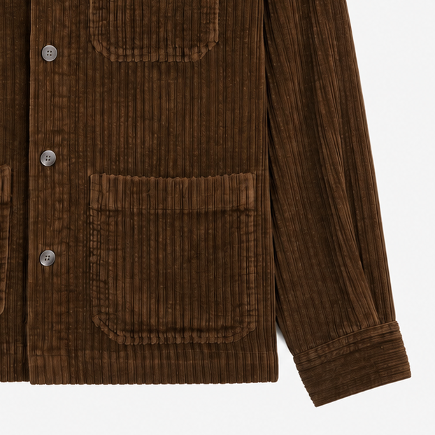 Worker jacket in brown corduroy velvet. SERGE BLANCO Brown