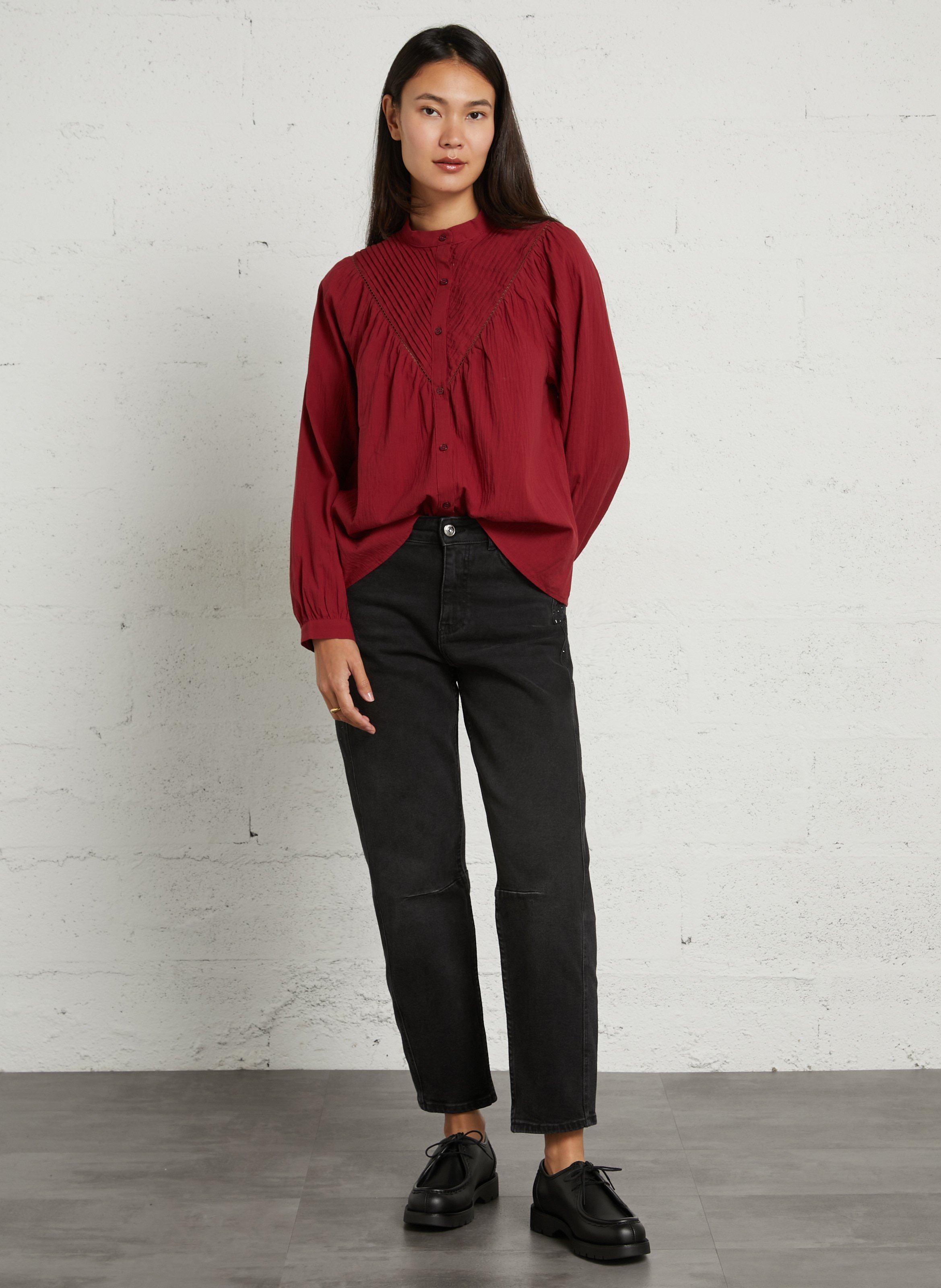 Slim jeans with rhinestones in mixed cotton MAISON 123 Black